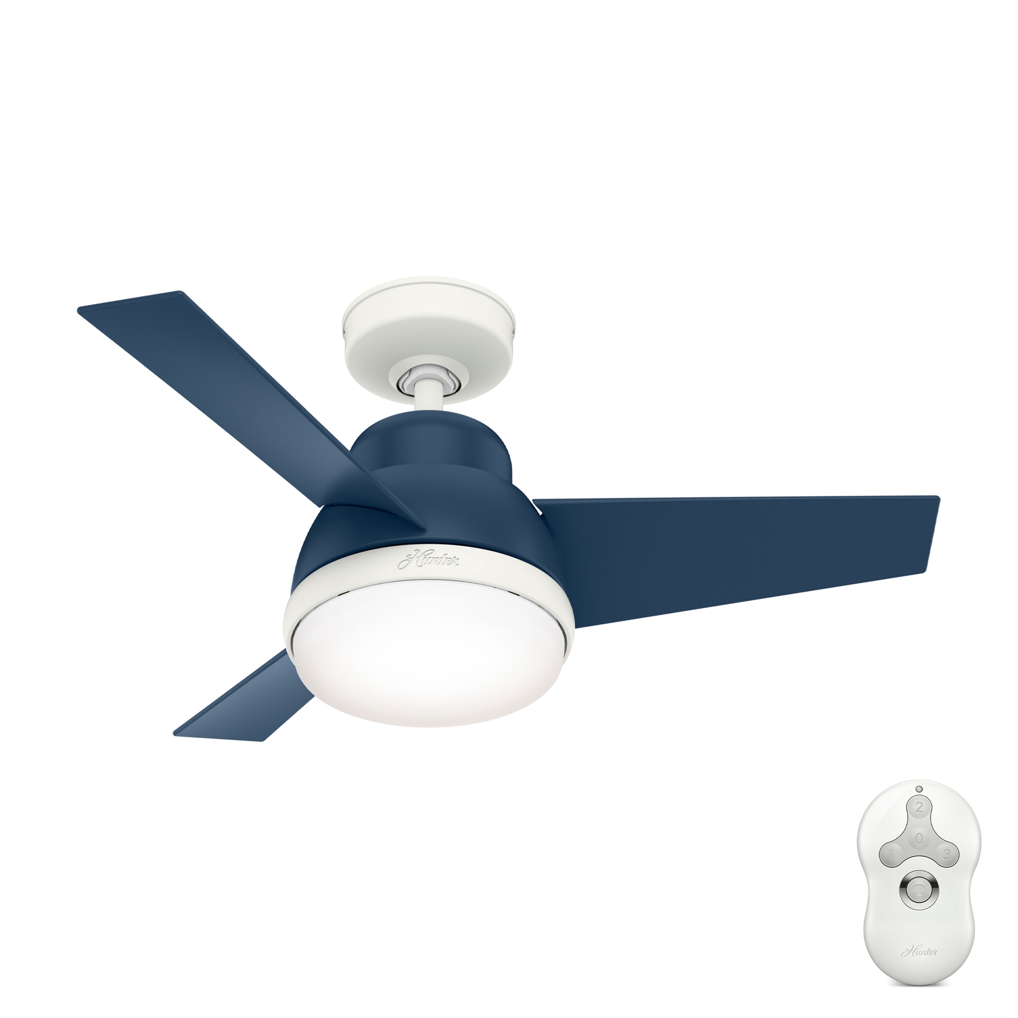 antenne Corporation einde Hunter Valda 36-in Indigo Blue LED Indoor Ceiling Fan with Light Remote  (3-Blade) in the Ceiling Fans department at Lowes.com