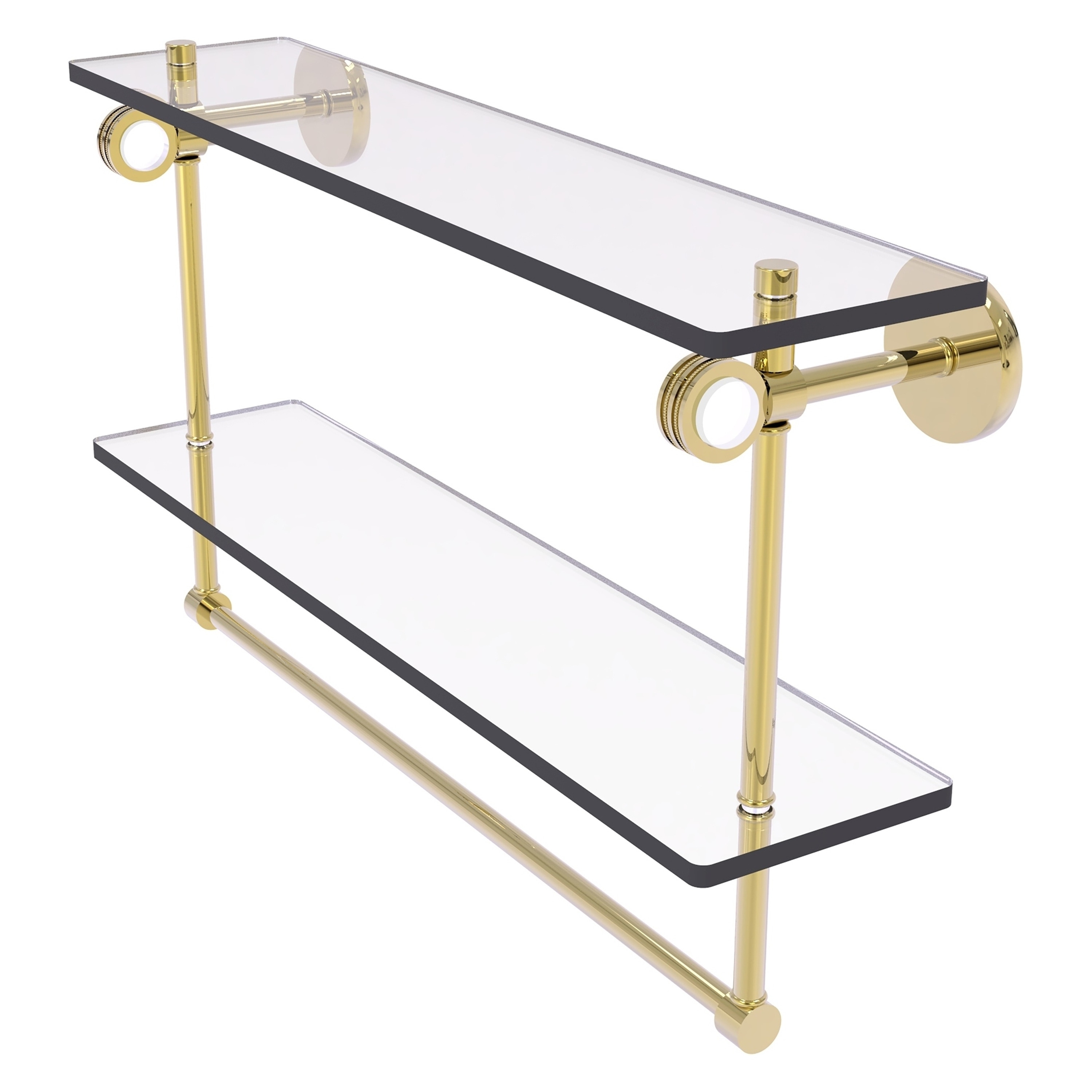 Allied Brass CV-2TBD-22-UNL Clearview Unlacquered Brass 2 -Tier Wall mount Bathroom Shelf ( 22-in x 12.8-in x 5-in )