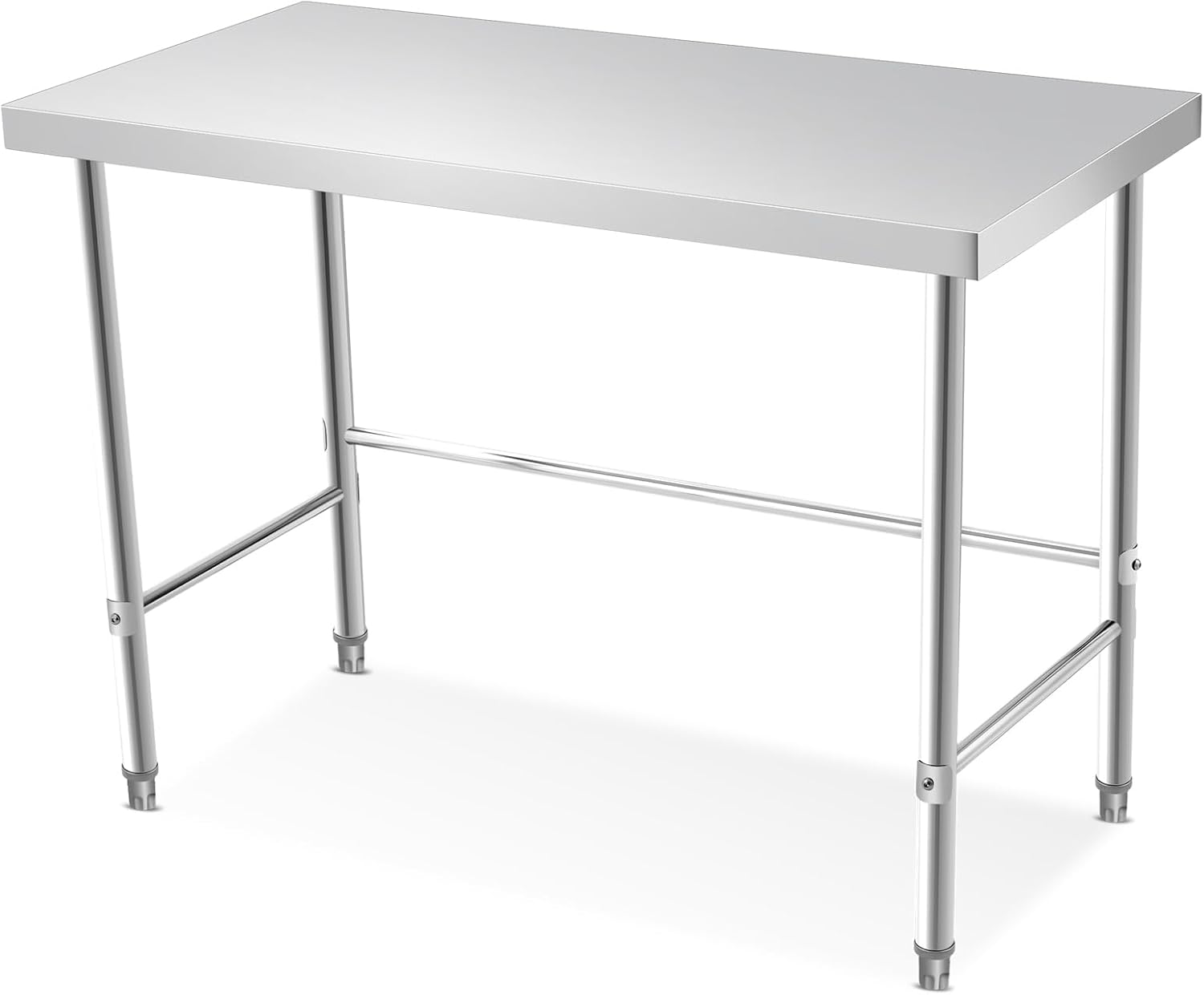 GarveeLife 48 Inch+24 Inch Food Prep Stainless Steel Table with Open Base/  Heavy Duty Commercial Workbench for Kitchen and Home/ No wheels