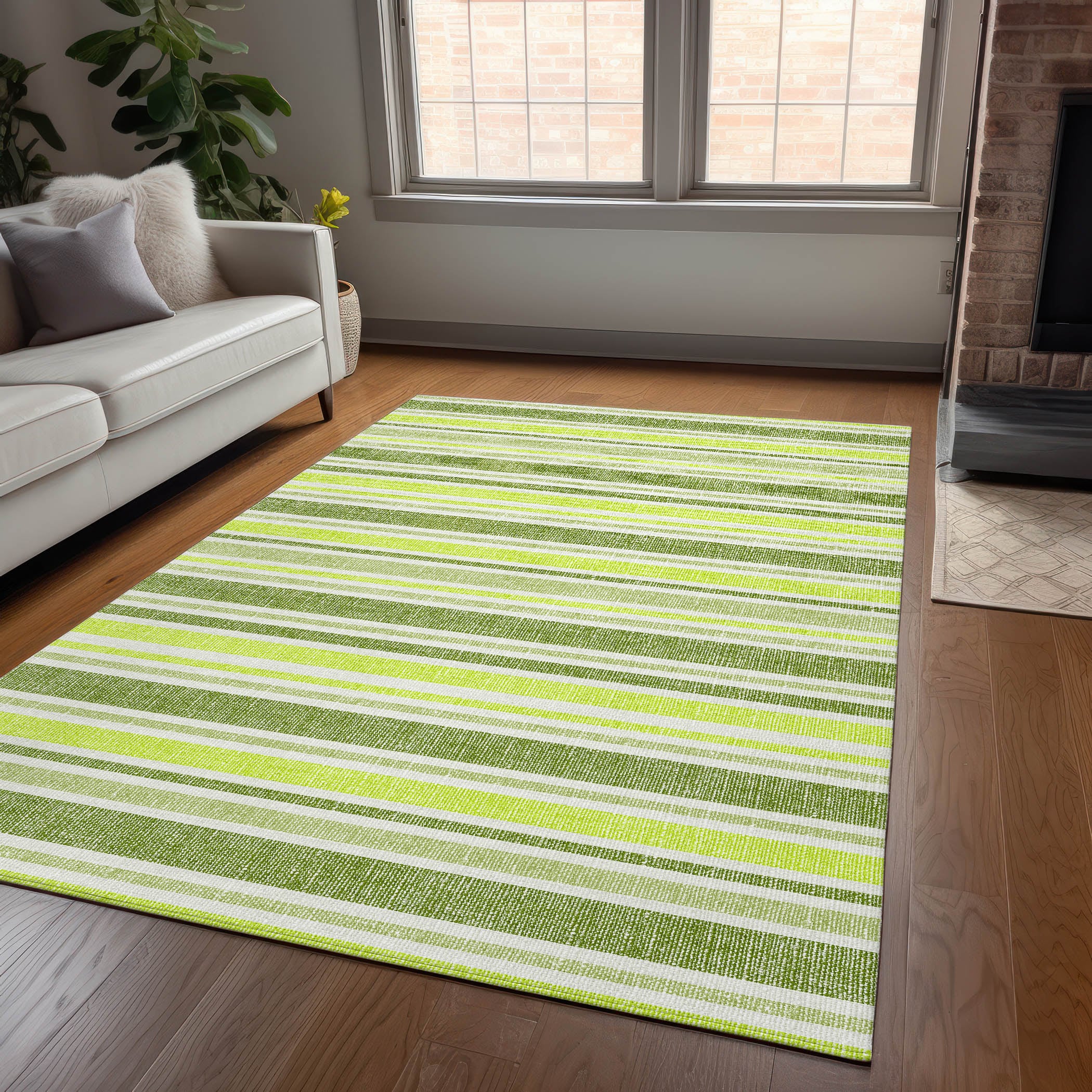 Addison Rugs ACN531FE3X5 Chantille 3 x 5 (ft) Polyester Fern Rectangular Indoor/Outdoor Stripe Machine washable Area rug
