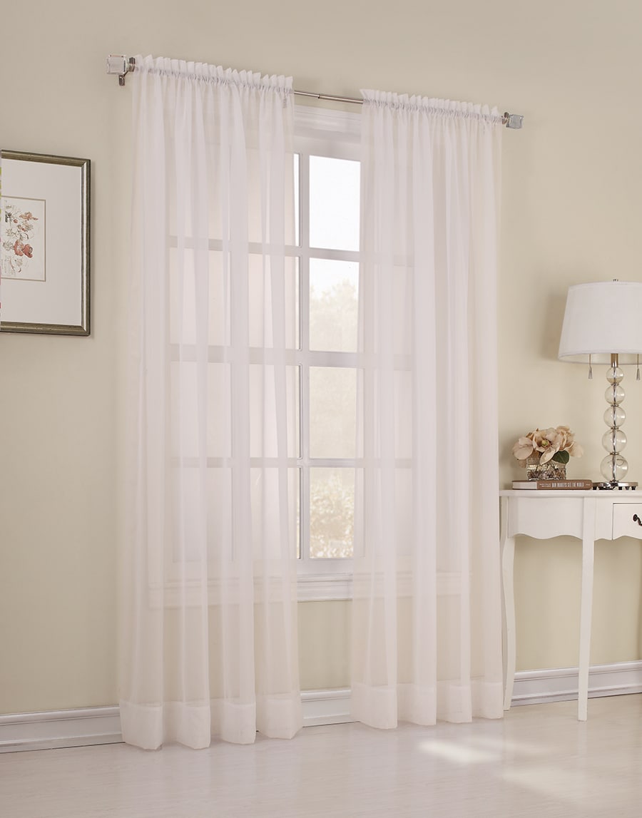 Style Selections 84-in Eggshell Sheer Rod Pocket Single Curtain Panel ...