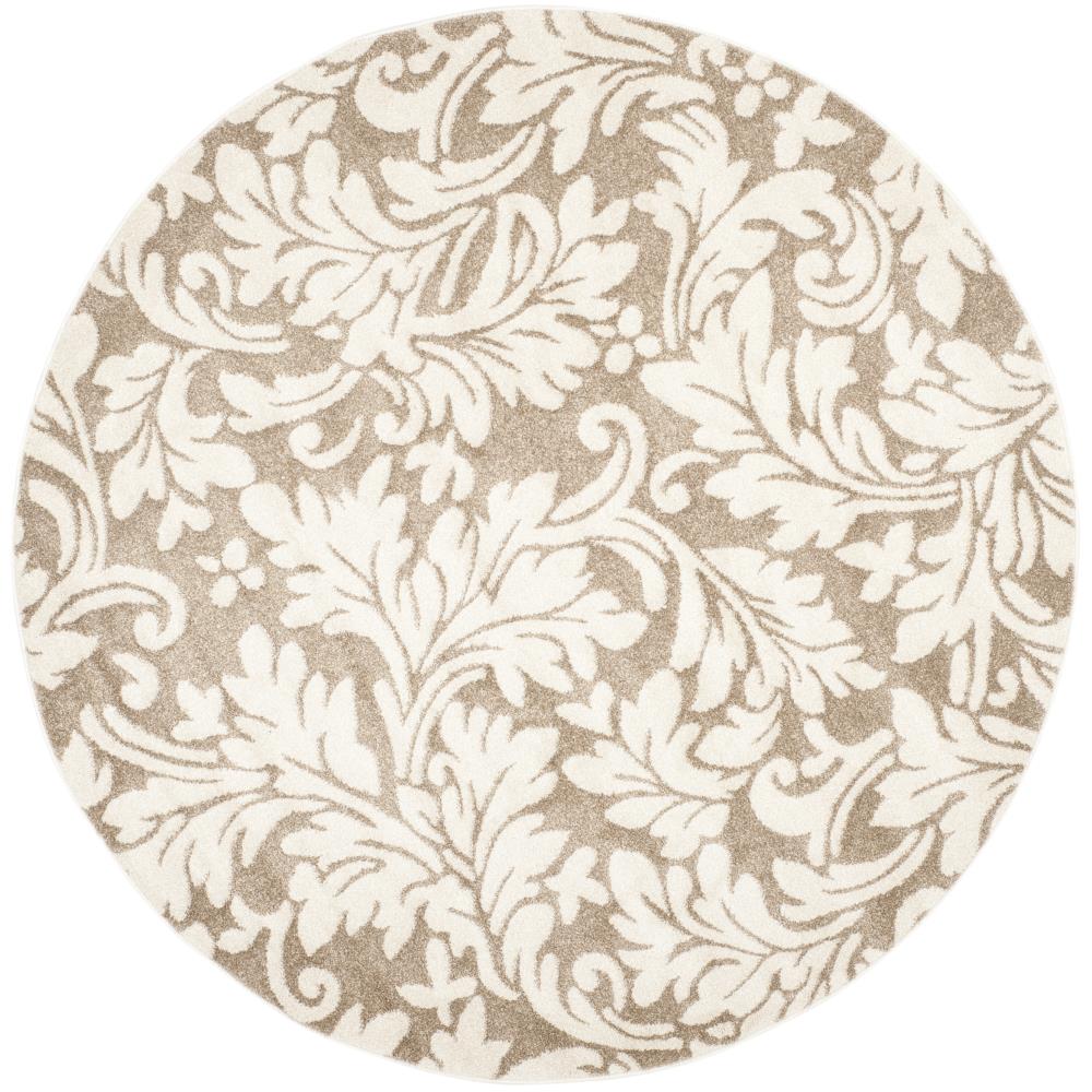 Safavieh AMT425S-5R Clara 5 x 5 (ft) Loomed Polypropylene Wheat/Beige Round Indoor/Outdoor Floral/Botanical Area rug