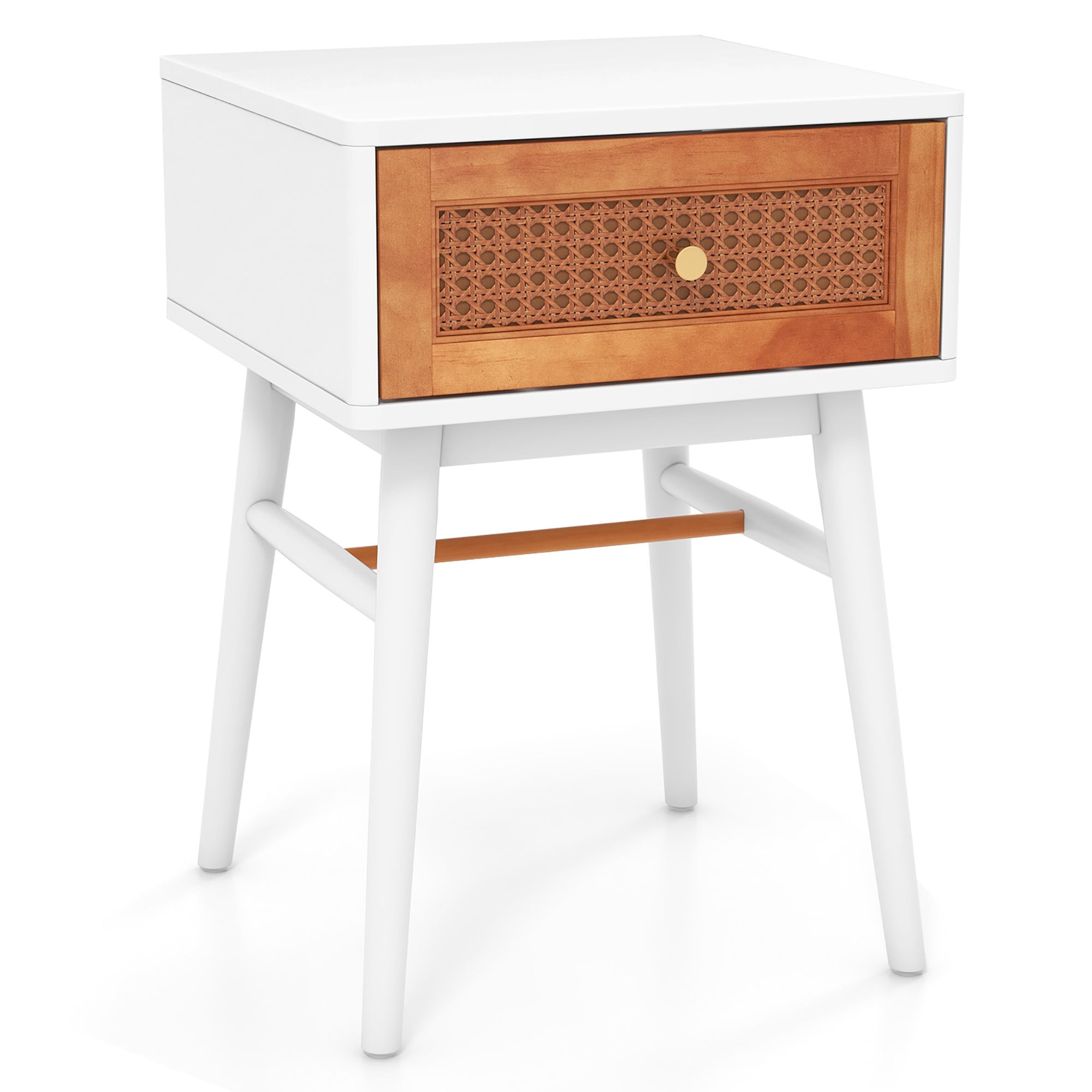 Goplus LWS00335 15-in W x 21-in H White Wood Rectangular Modern End Table Assembly Required