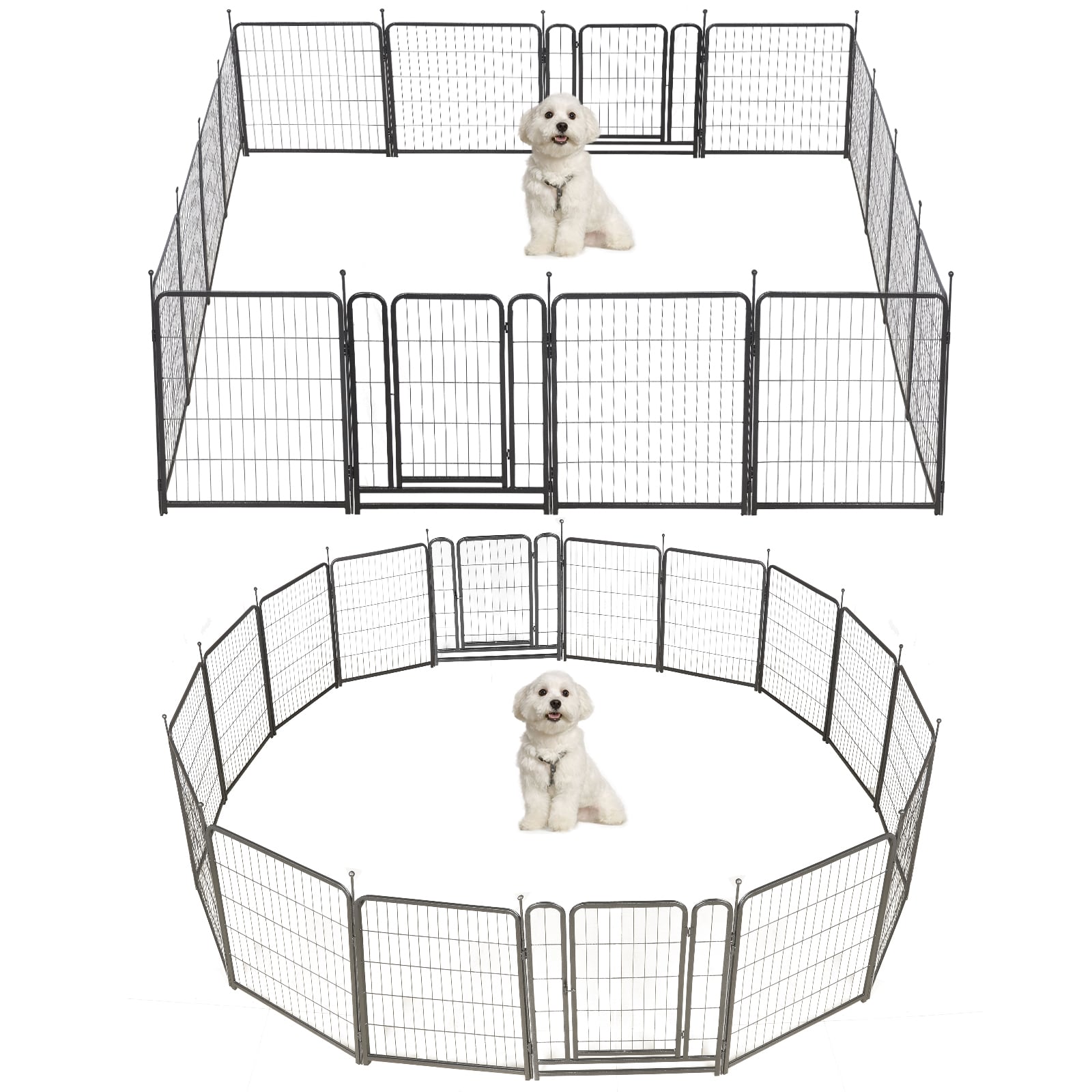 Siavonce XH77945 31.6-in H Freestanding Expandable Black Metal Pet Gate