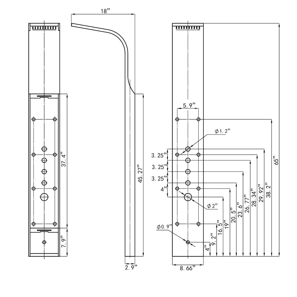 AKDY SP0058 Showerhead-Bar-Panels - View #11