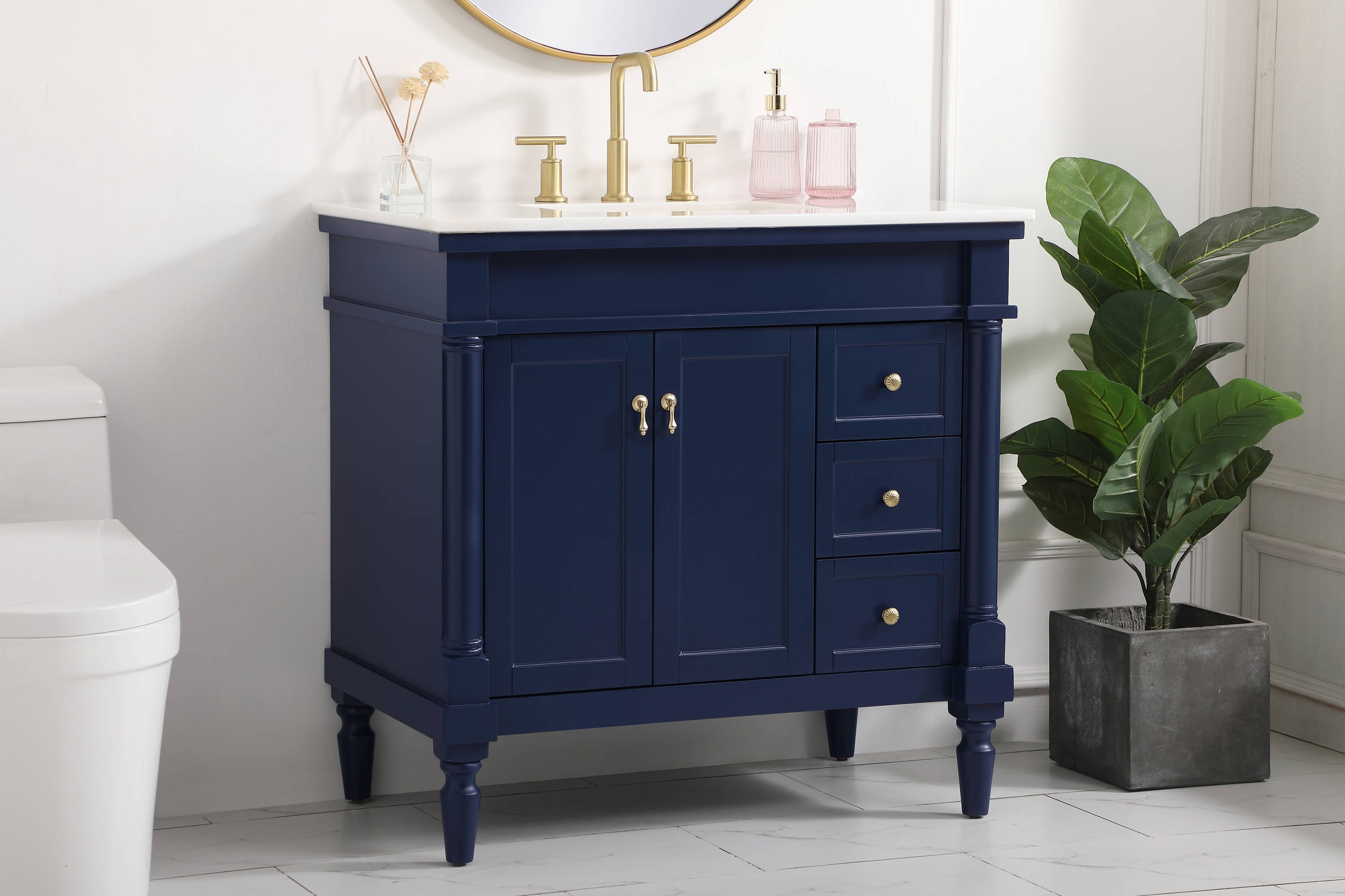 Elegant Decor Home Furnishing 36-in Blue Undermount Single Sink ...