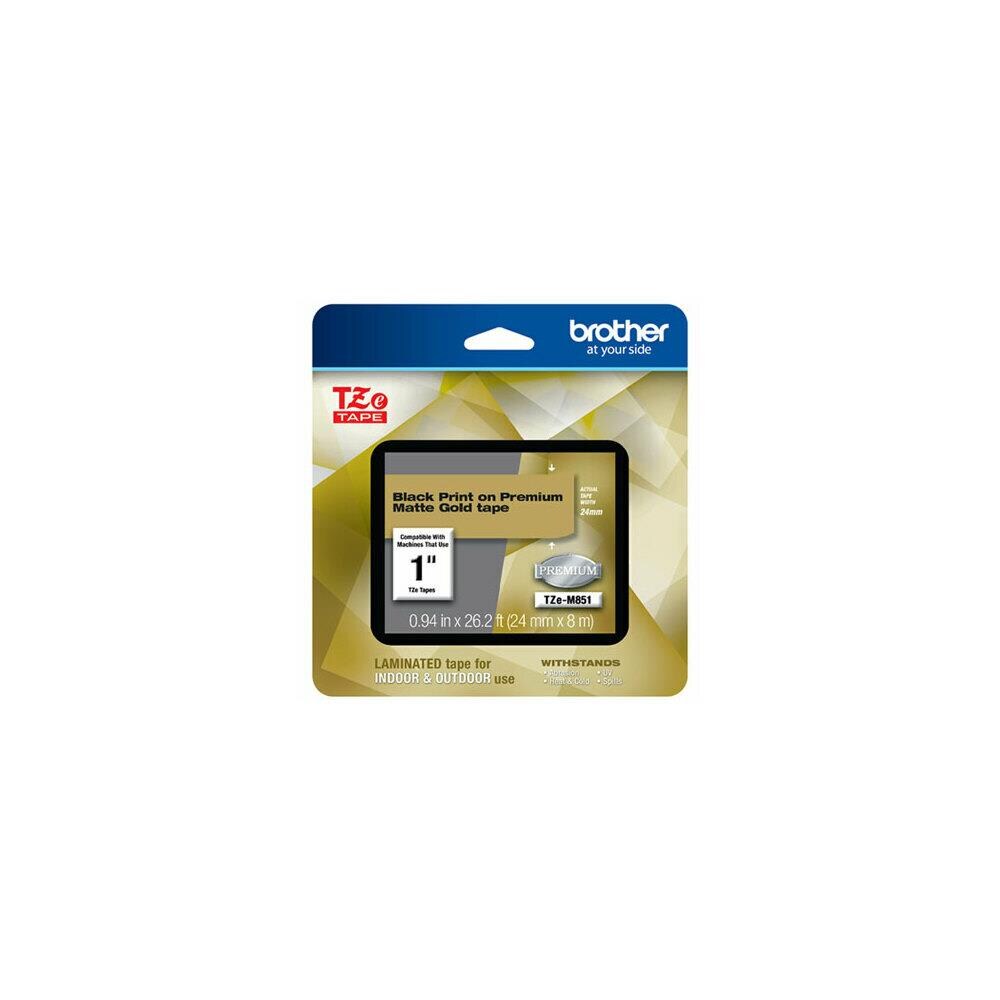 Brother SSN42913  TZEM851 TZe Premium Laminated Cartridge Matte Tape, Black and Gold