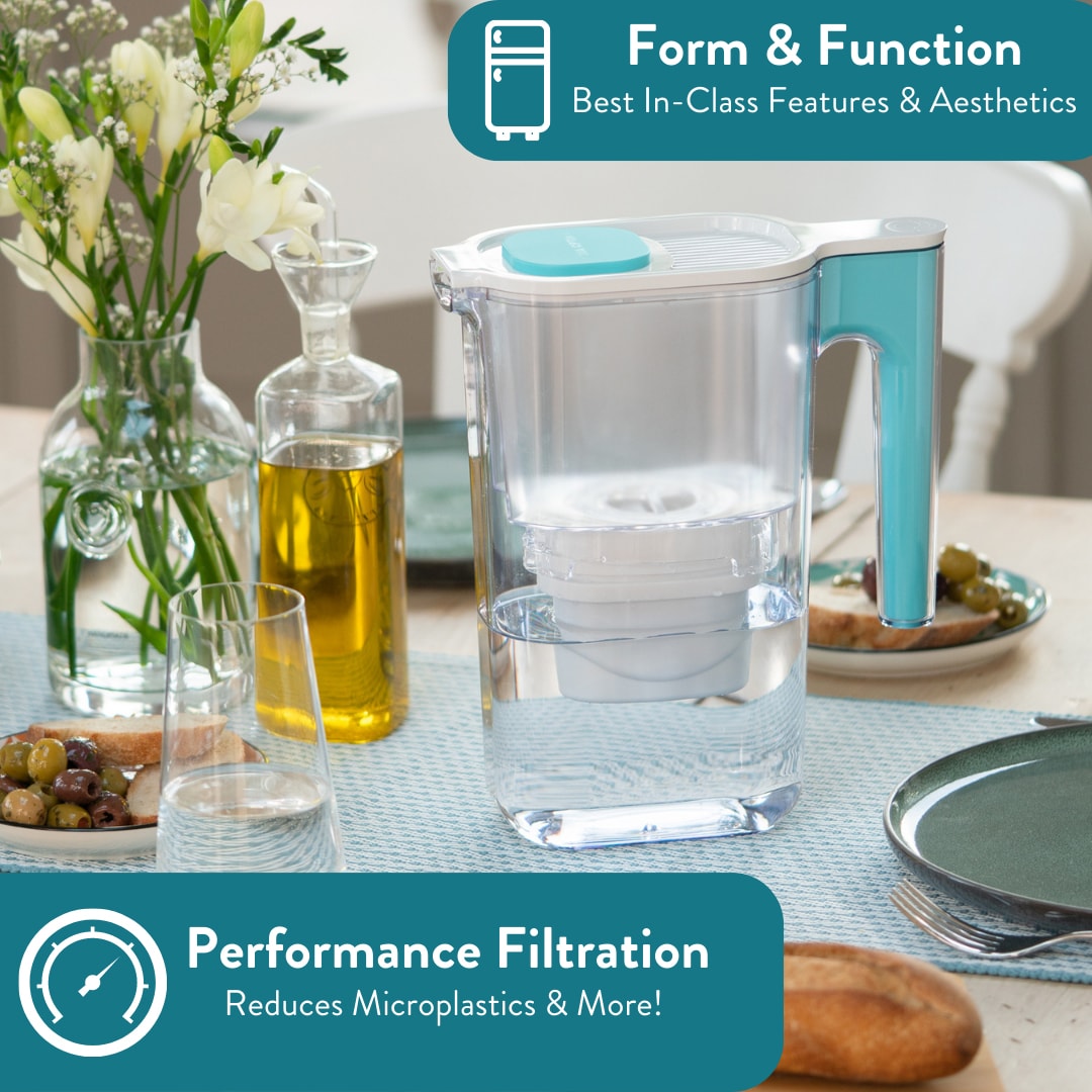 Perfect Pour 6-Cup Water Filter Pitcher with Teal Handle