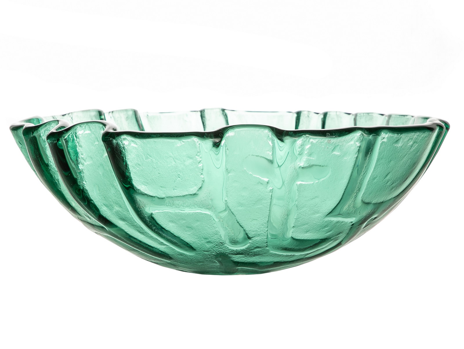Green Textured Glass Above-Counter Round Vessel Sink