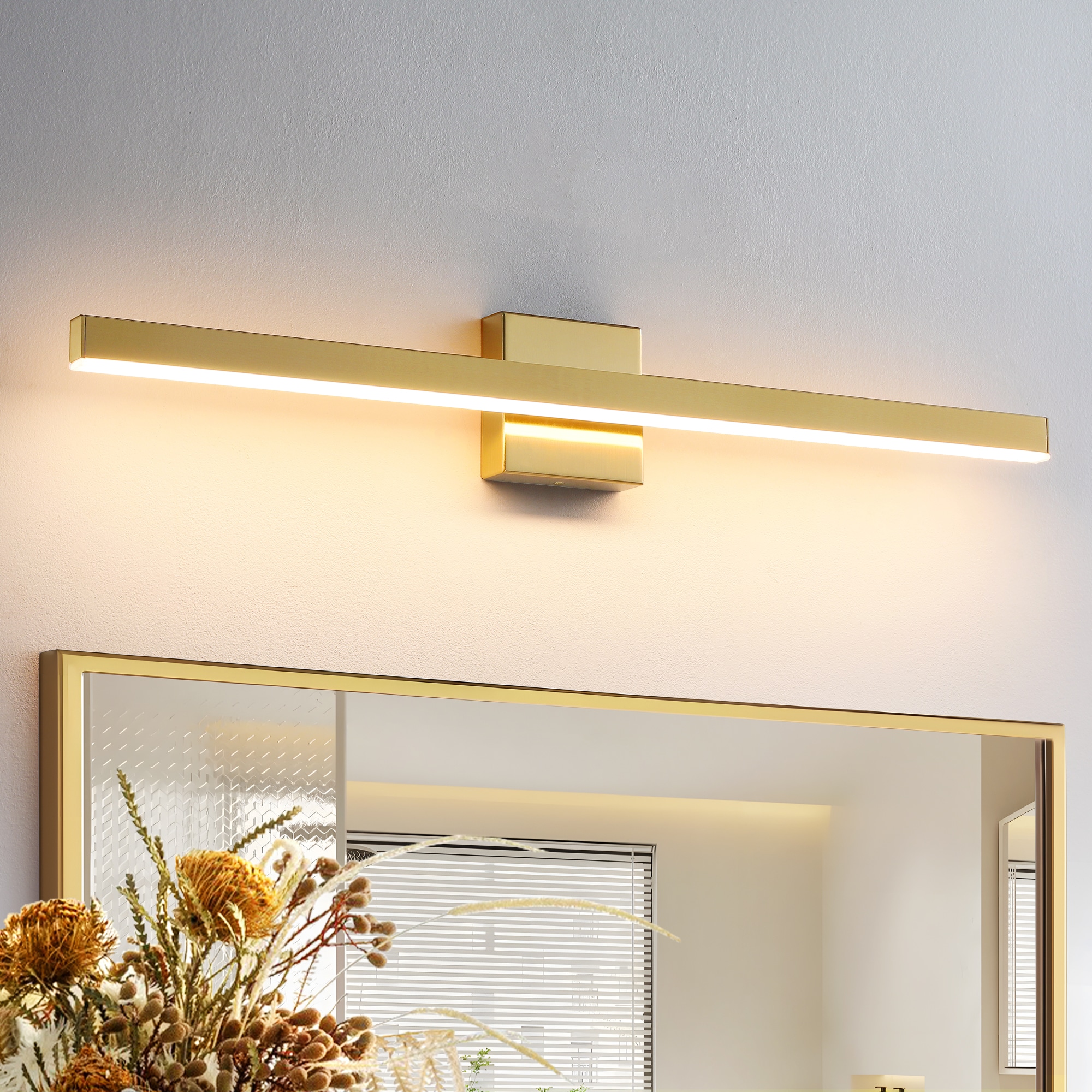 KAISITE 8203WL-32GD-US 32-in 1-Light Modern Bathroom Light Fixture Over Mirror Gold LED Vanity Light Bar With 24W Dimmable 5CCT Wall Sconce
