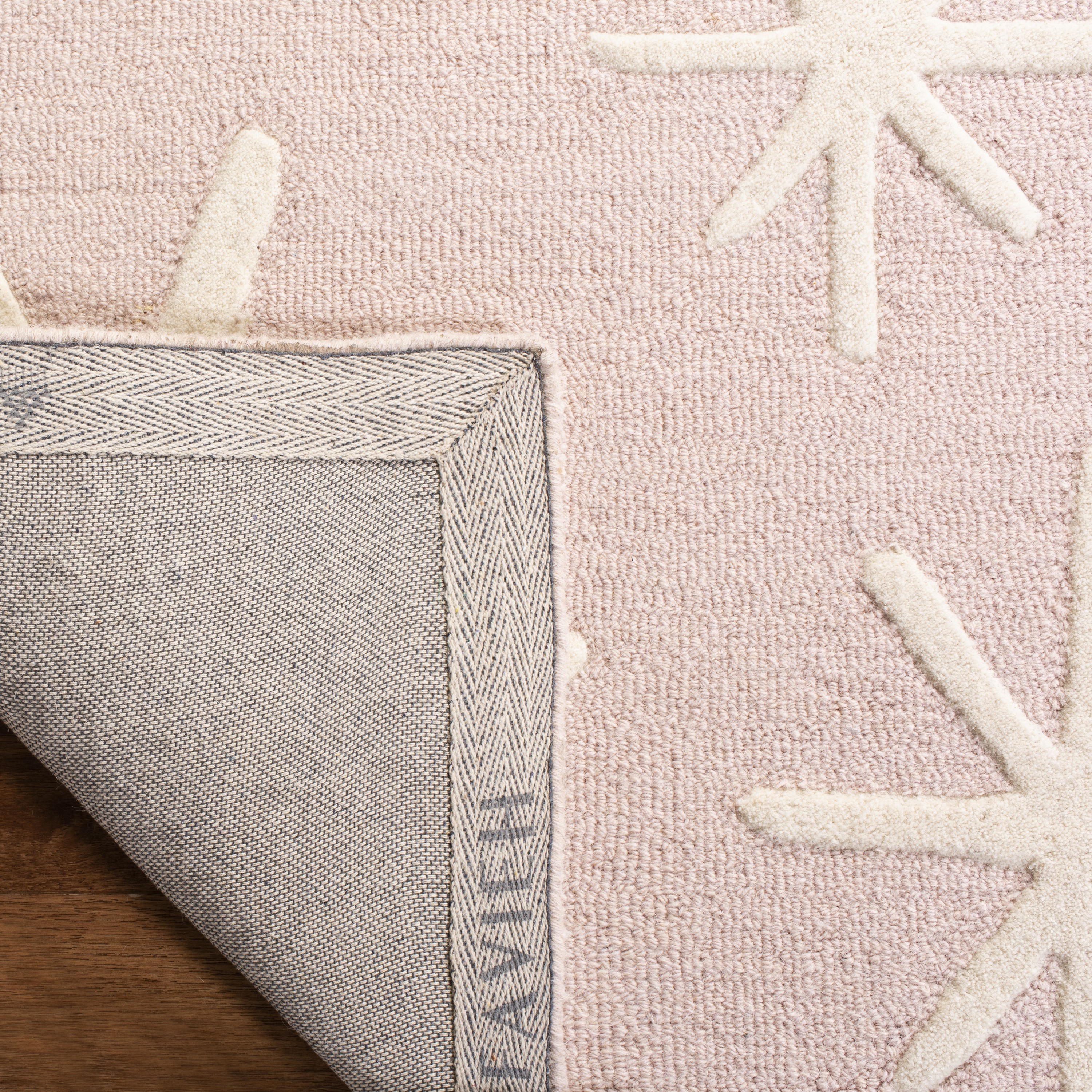 Ivory and Pink Hand-Tufted Wool Kids Rug 4' x 6'