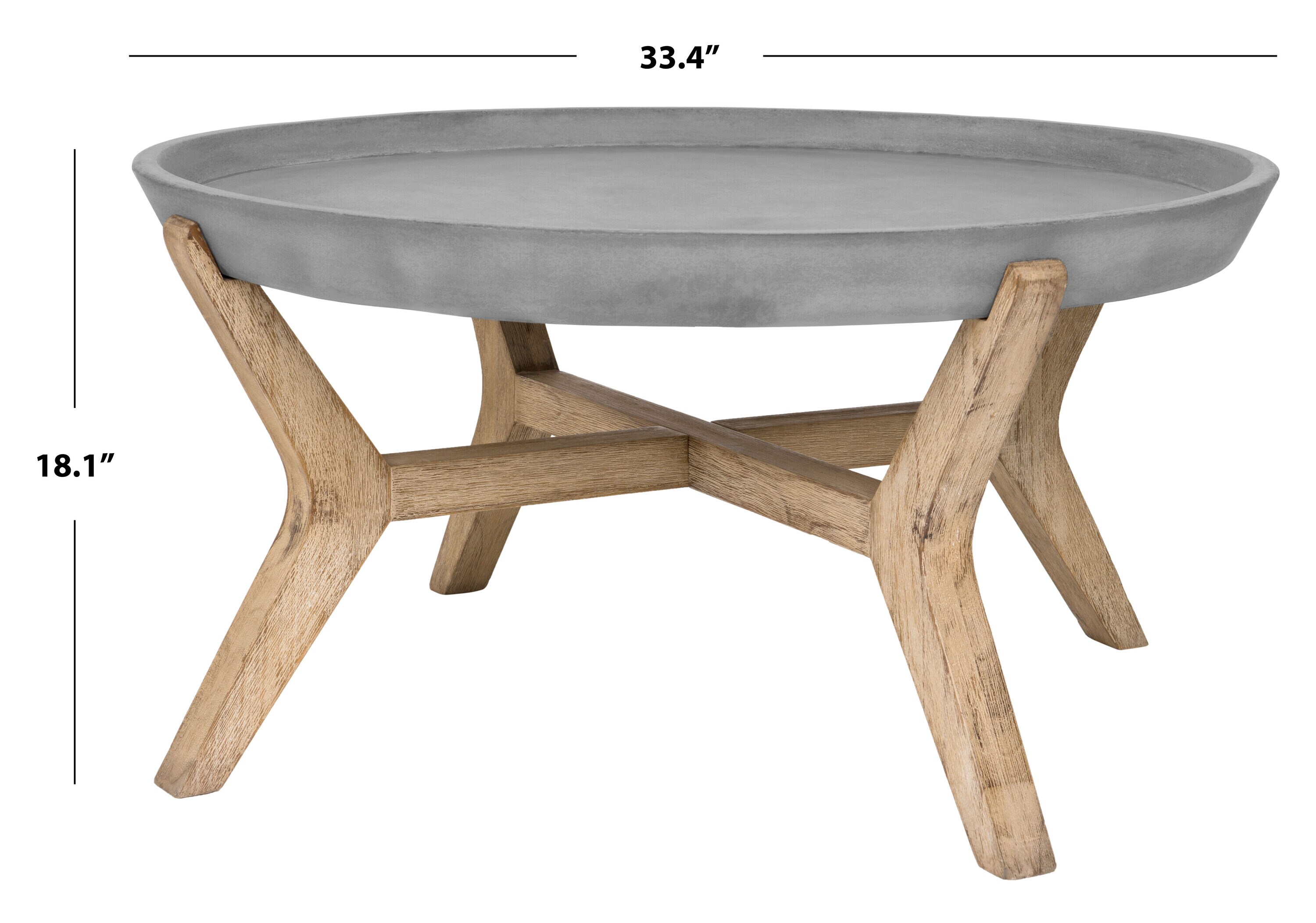 Transitional Round 33'' Dark Grey and Brown Concrete Coffee Table