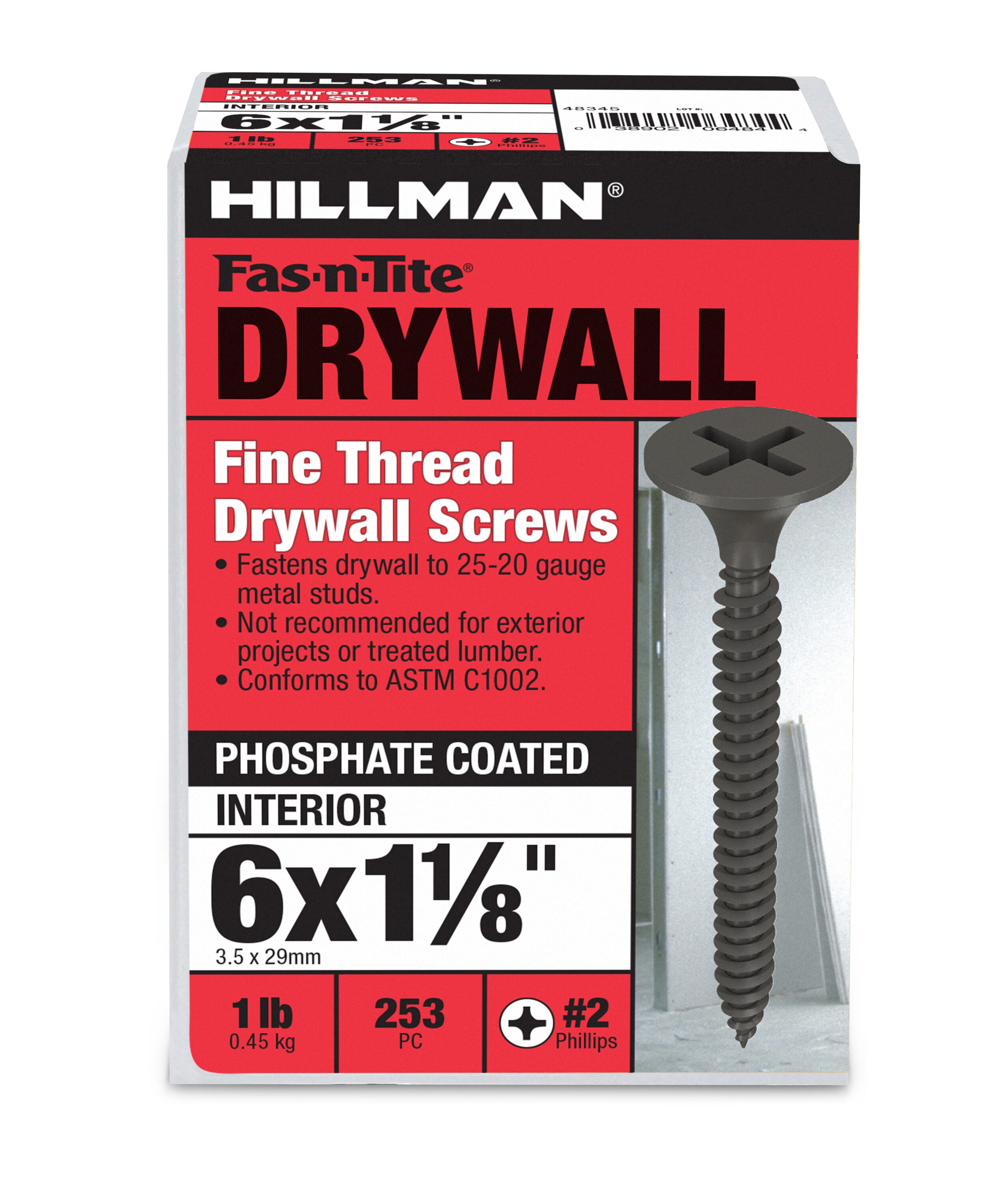 Fas-n-Tite 48345 #6 x 1-1/8-in Bugle Fine Thread Drywall Screws 1-lb ( 272 -Pack )