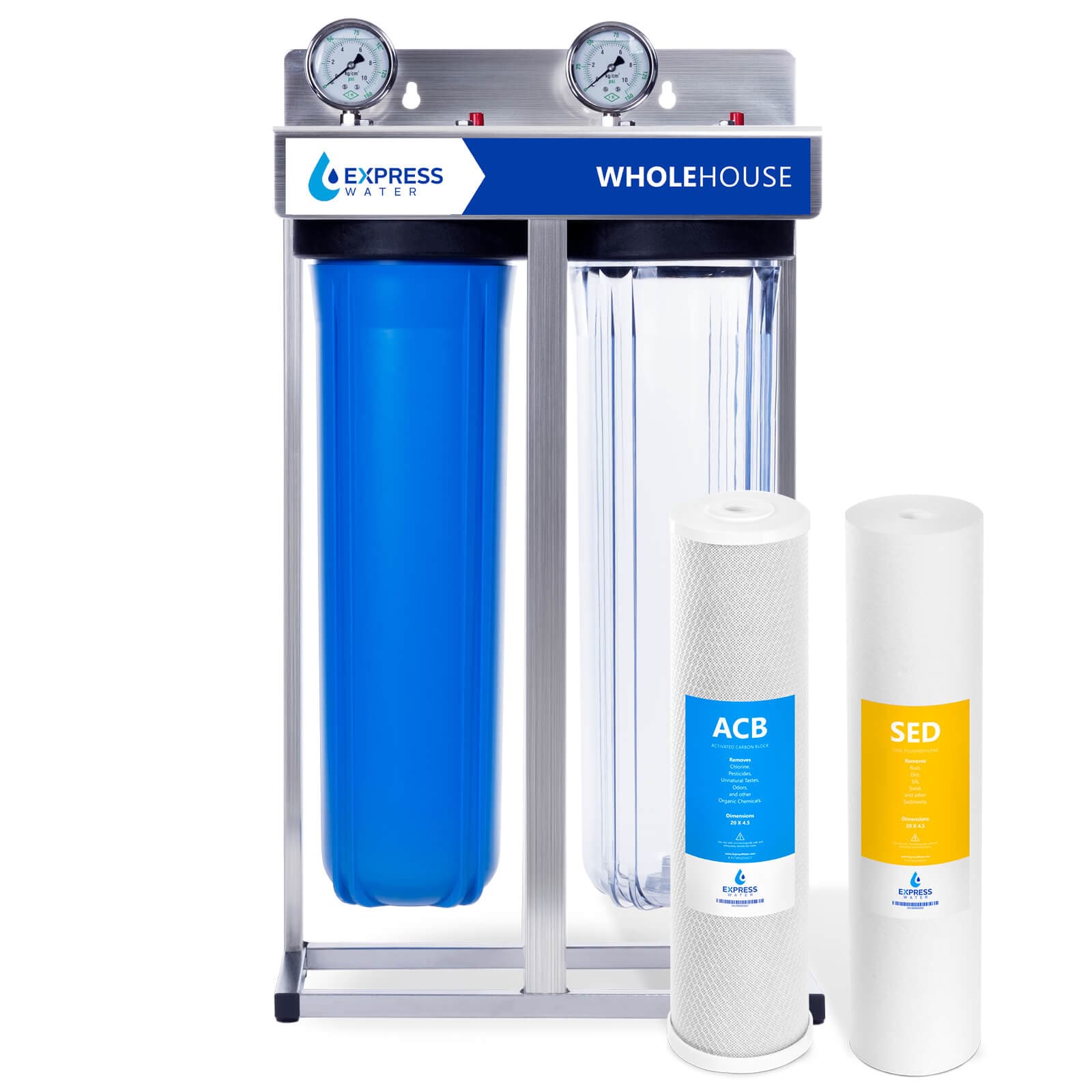 Express Water WH200SCS WH200SCS Dual-stage 15-GPM Multi-method Soft water Whole House Water Filtration System