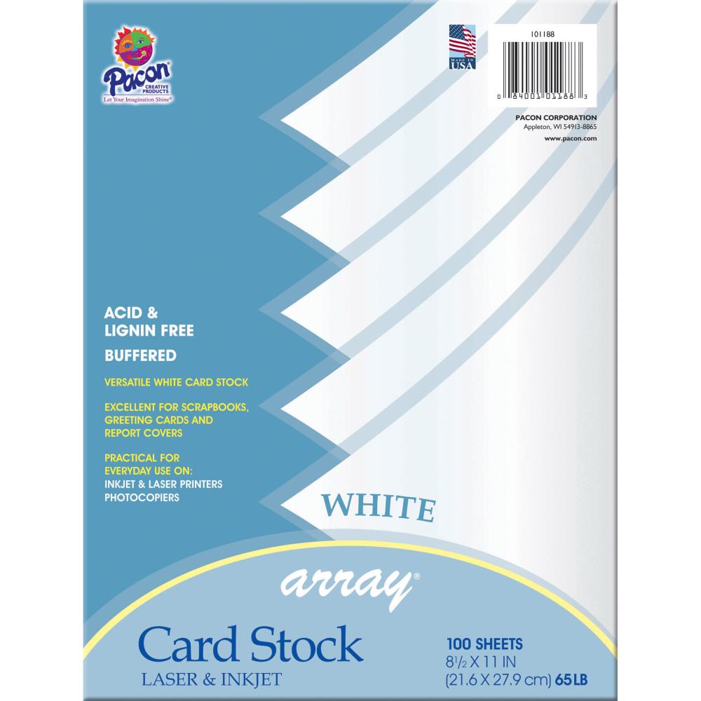 Pacon Card Stock 8.5x11 100 Sheets Assorted Colors
