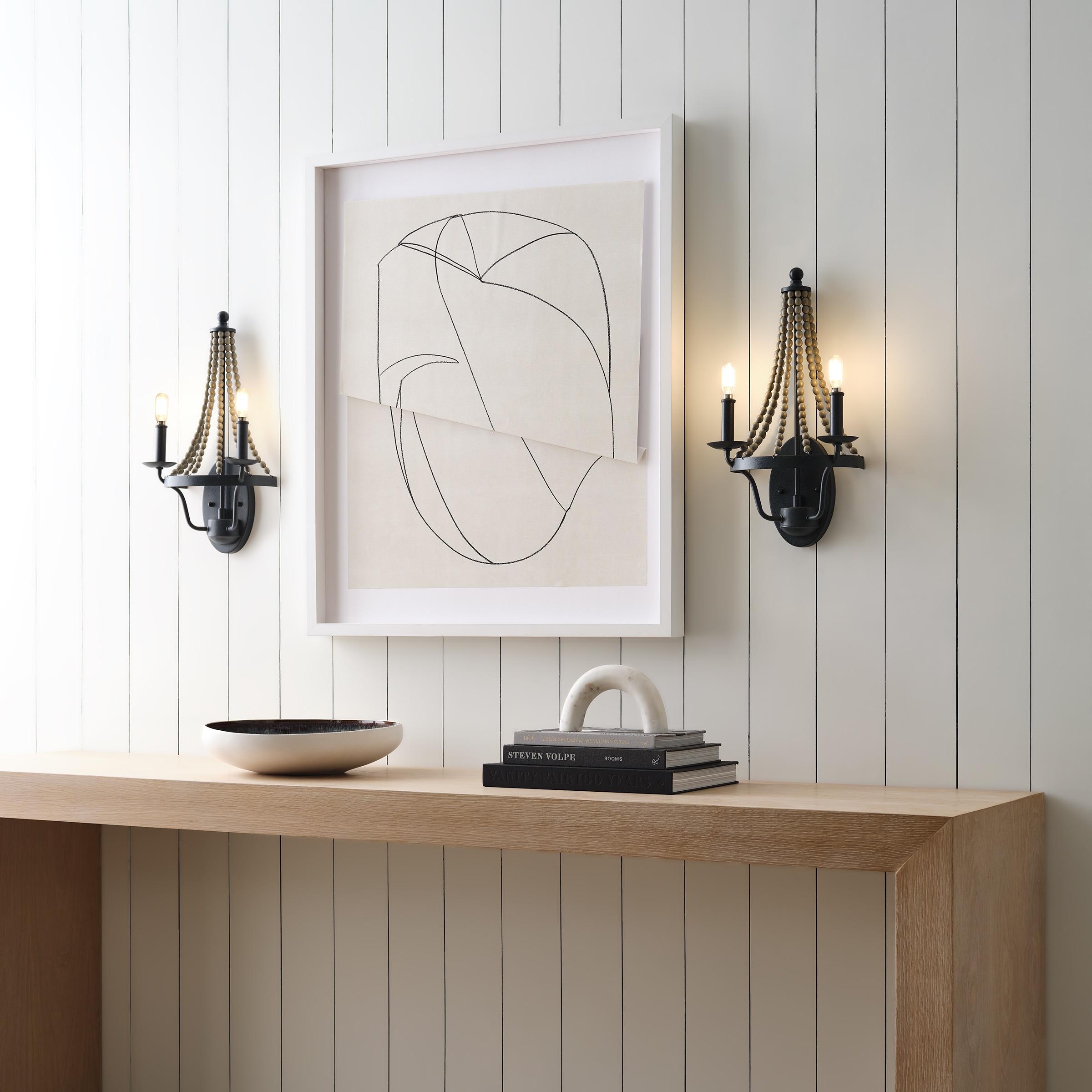 Sean Lavin Nori 2-Light Sconce in Dark Weathered Zinc & Driftwood Grey
