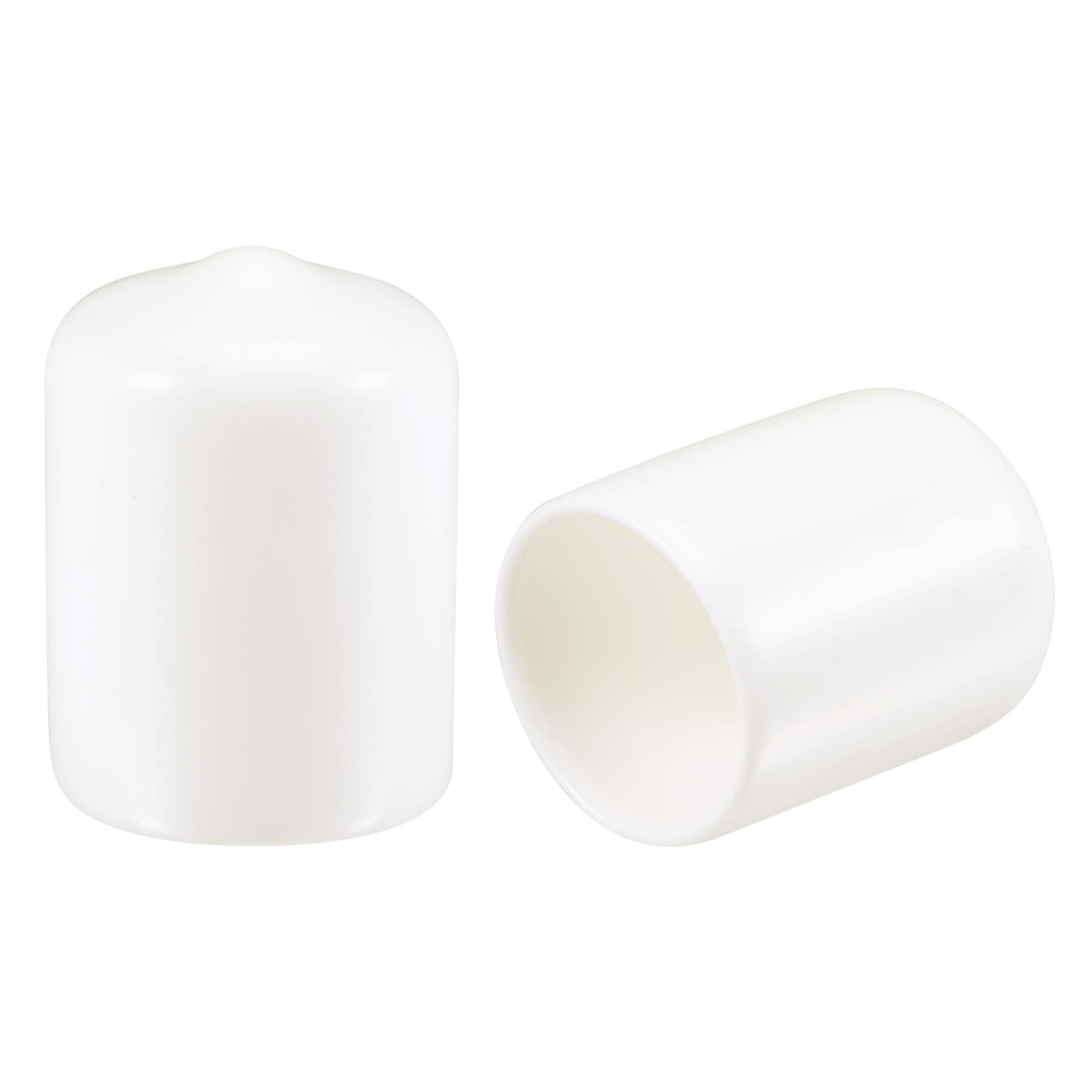 Unique Bargains 50pcs Round Rubber End Caps 15mm White Vinyl Cover Screw Thread Protectors