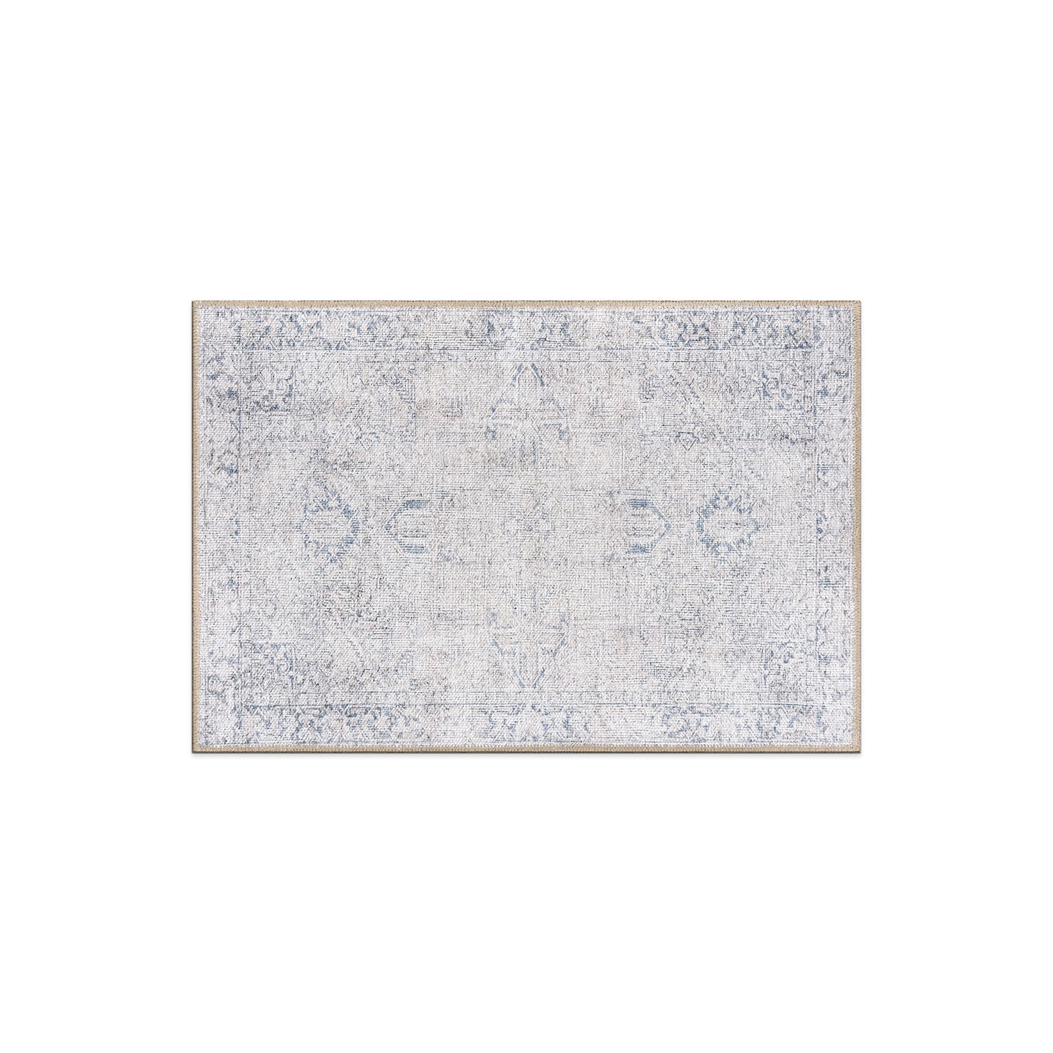 Amber Blue 2' x 3' Vintage Boho Medallion Machine Washable Non-Slip Area Rug