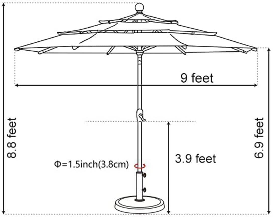 EliteShade 9 ft Teal Round Market Patio Umbrella Aluminum Frame