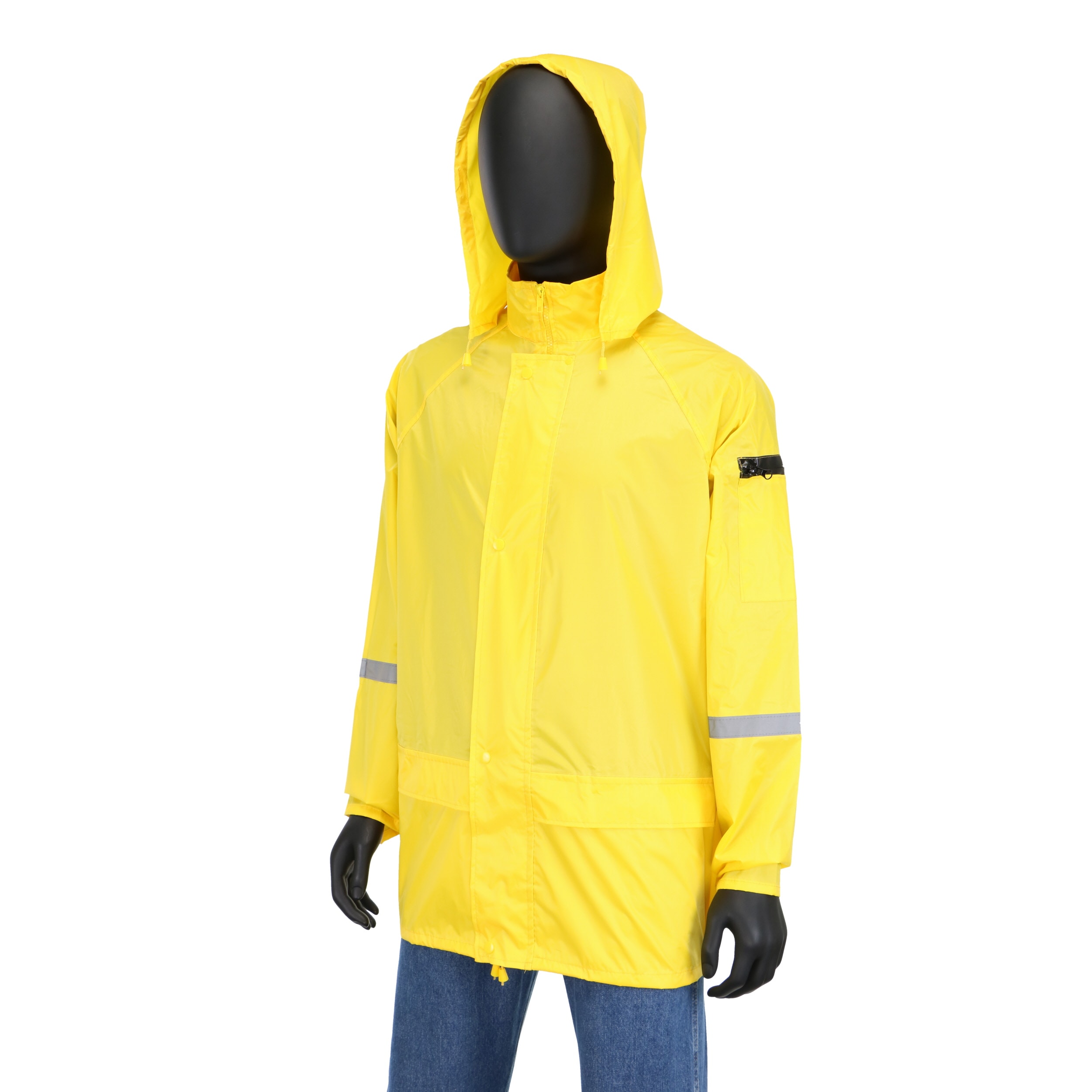Waterproof Rain Jacket With Hood Multifunctional Outdoor Yellow XL 3XL 