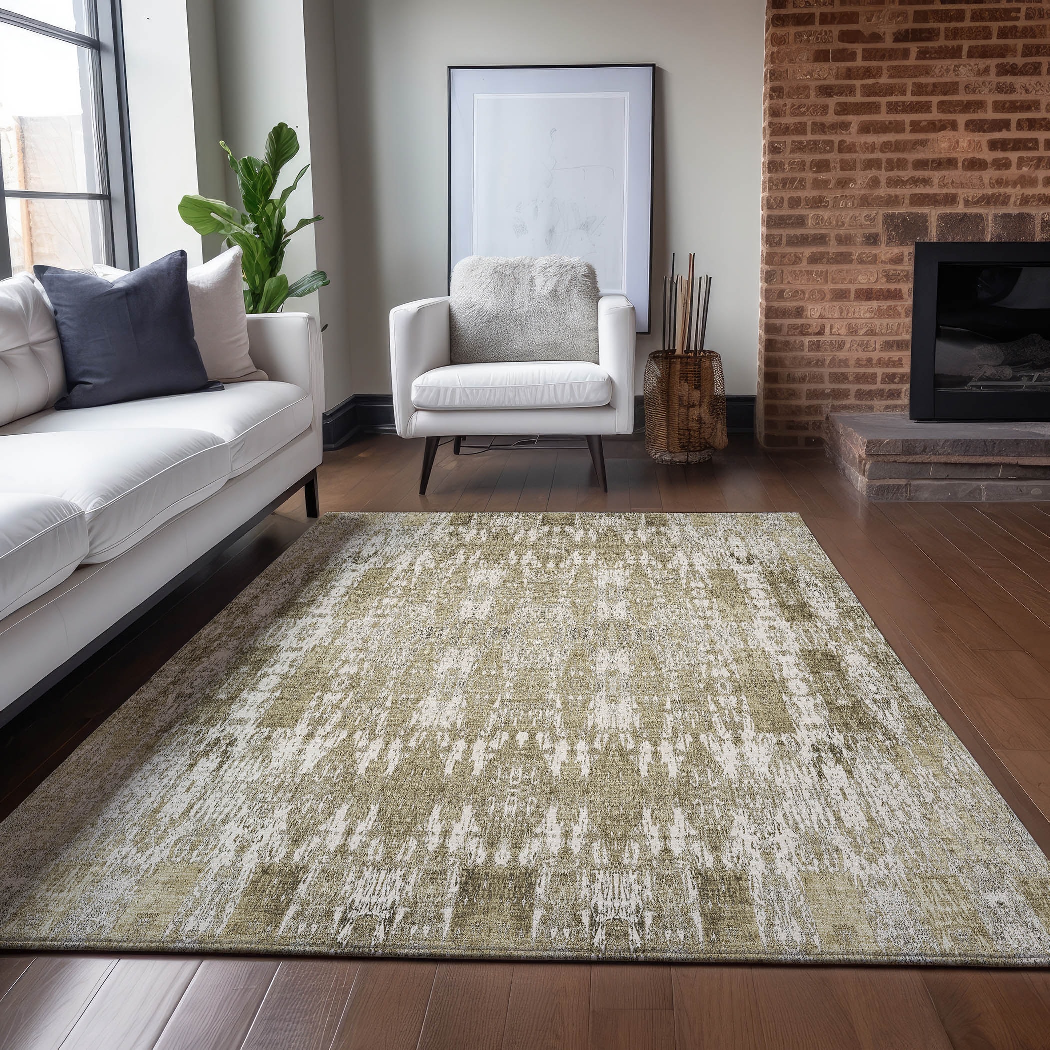 Addison Rugs ACN580BG5X8 Chantille ACN580BG 5 x 7 (ft) Polyester Beige Rectangular Indoor/Outdoor Geometric Machine washable Area rug