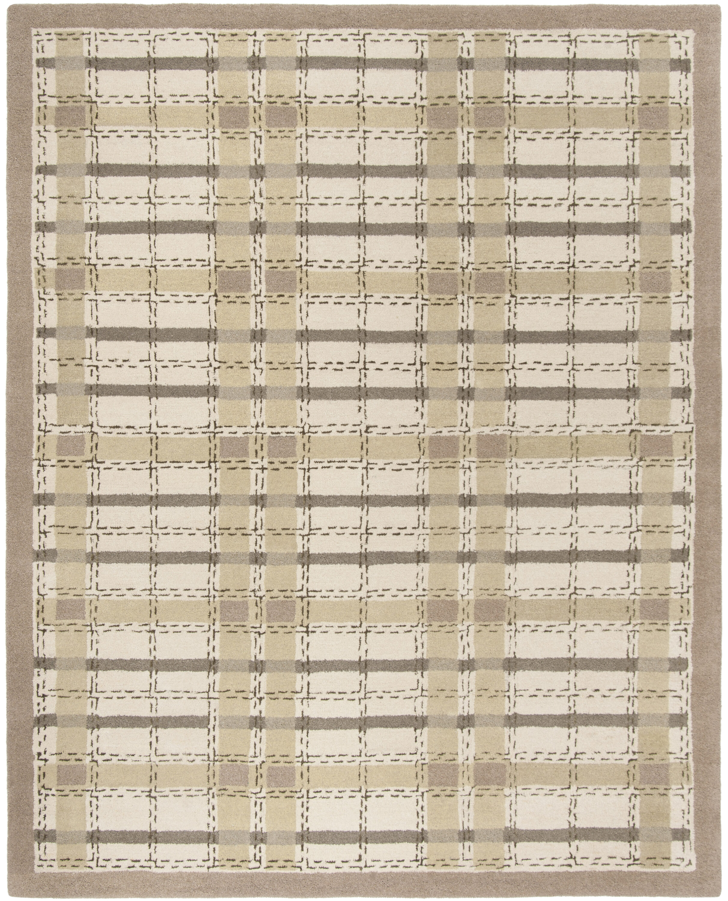 Sharkey Gray Hand Tufted Wool & Viscose Plaid Area Rug 5' x 8'