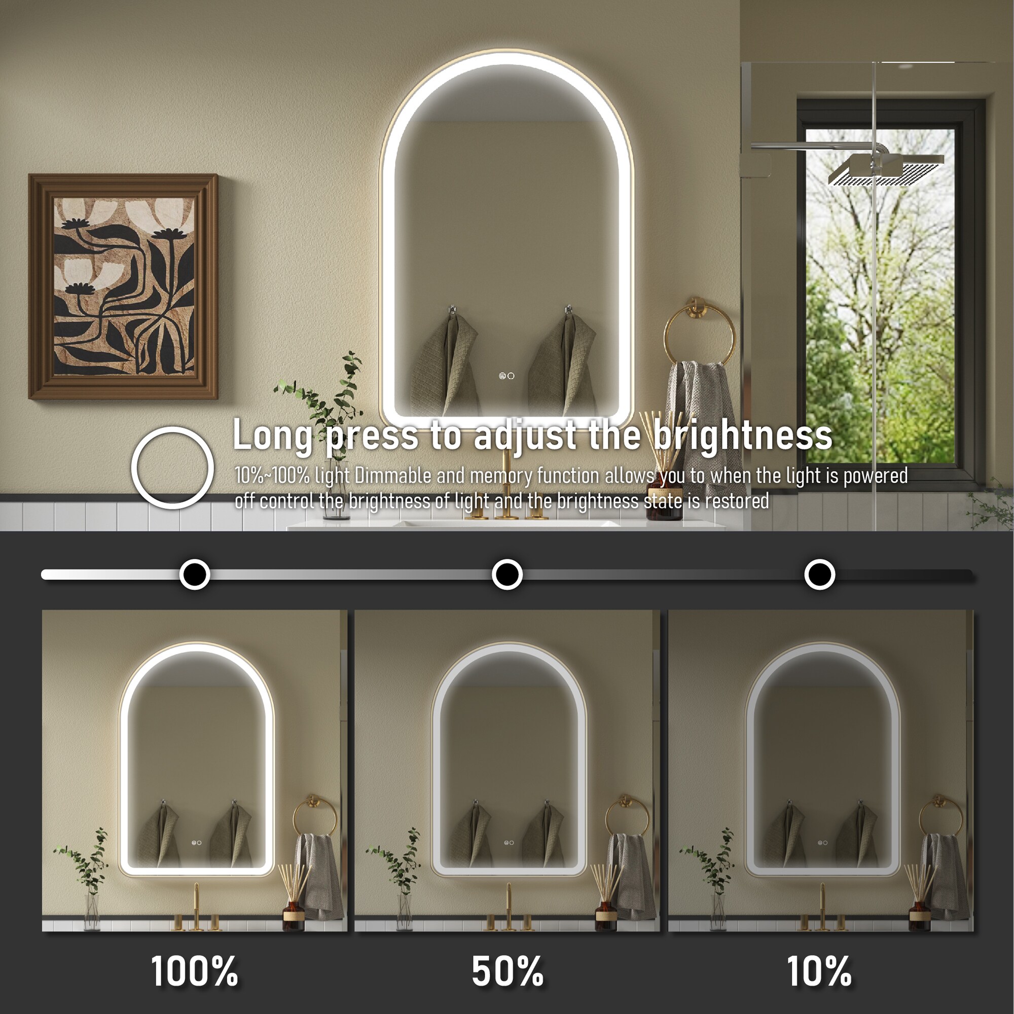 Forclover F60-LE2436BG Framed-Bath-Mirrors - View #4