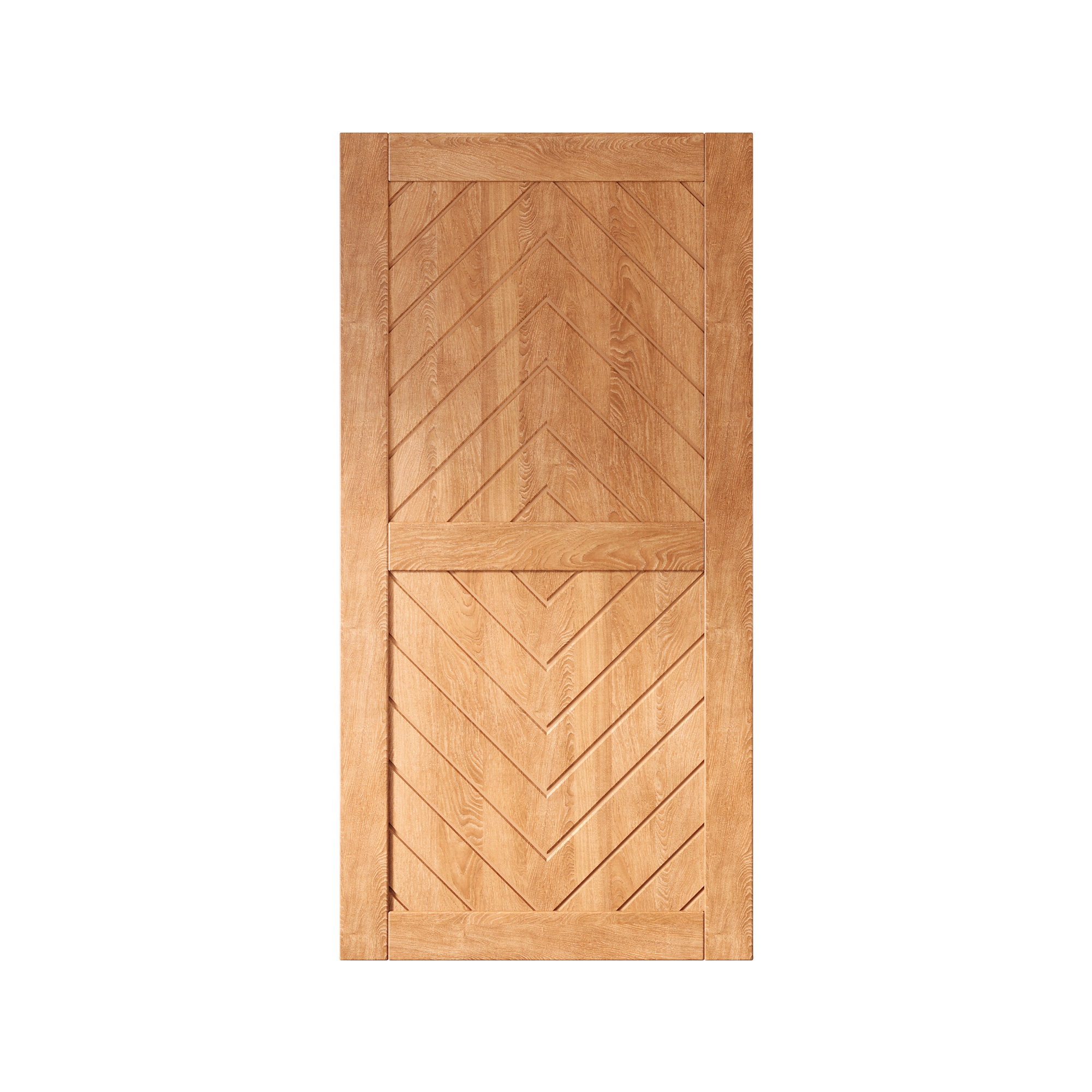 HOMACER JT2-3680-EA 36-in x 80-in Early American Herringbone Pine Wood Solid core Single Barn Door (Hardware Not Included)