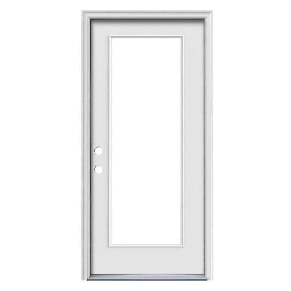RELIABILT TTBS628610 32-in x 80-in x Steel Full lite Right-hand inswing Ready to paint Unfinished Prehung Front Door with Brickmould Insulating core