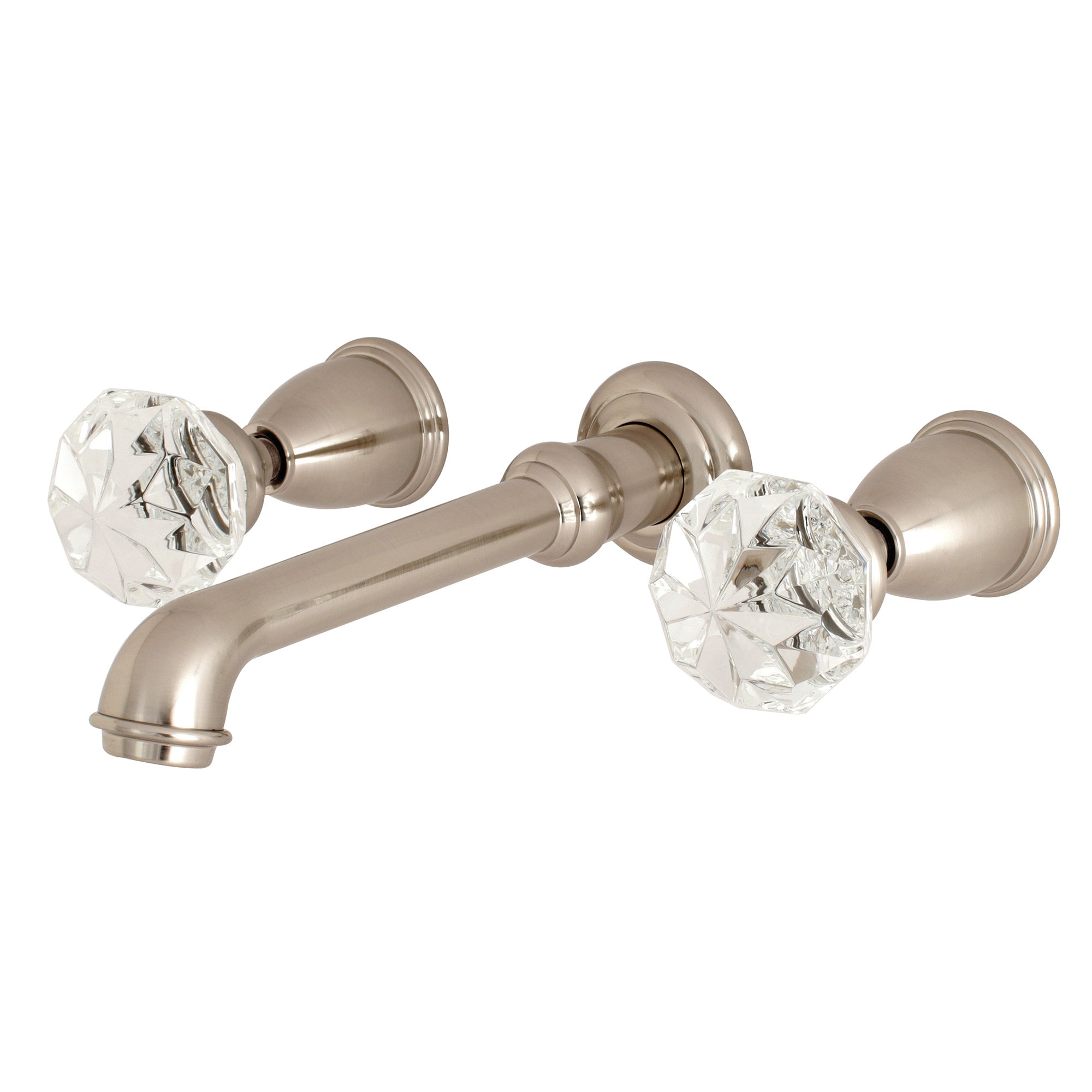 Kingston Brass WLKS7028KWL Krystal Onyx Brushed nickel 2-handle Wall-mount Low-arc Bathtub Faucet ( Valve Included )