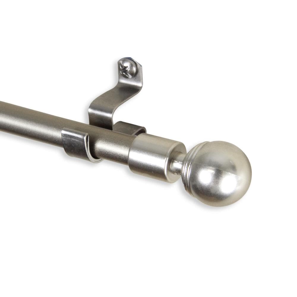 Hart & Harlow LCF01-28-5 7/16-in Stewart 28-in to 48-in Satin nickel Steel Single curtain rod with Finials