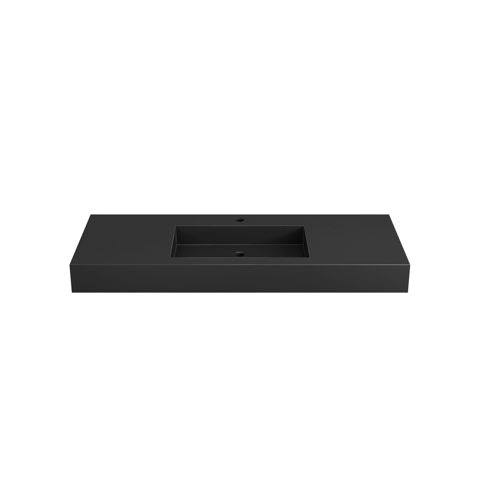 LIVACA 47 inch x 19 inch x 4 inch Matte Black Solid Surface Stone Resin Bathroom Vanity Basin Sink with Ergonomic Basin Design