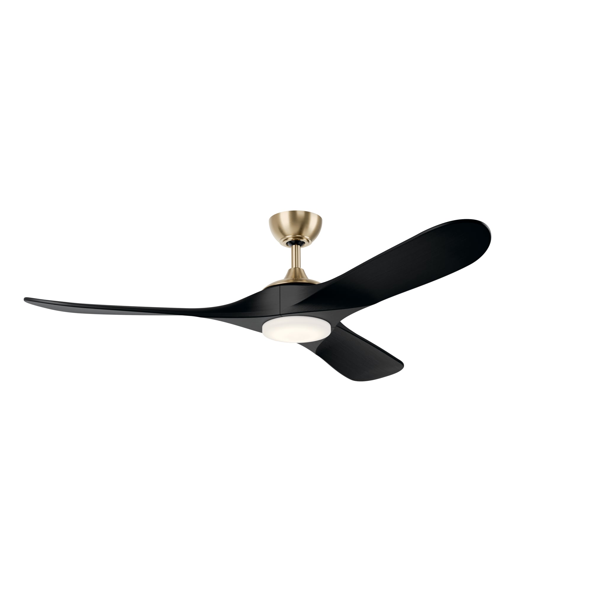 Kichler 310560CPZ Mylo 60-in Color-Changing Integrated LED Outdoor Champagne Bronze with Jet Black Blades Ceiling Fan With Light - Remote Included ( 3 -Blade )