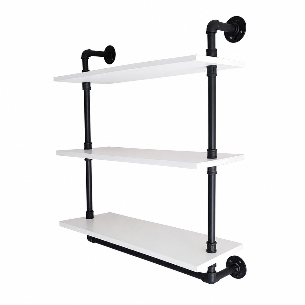 Aoibox  3 Tier Industrial Pipe Wall Shelf with Towel Bar 24 in Rustic Farmhouse Bathroom Shelves Over Toilet
