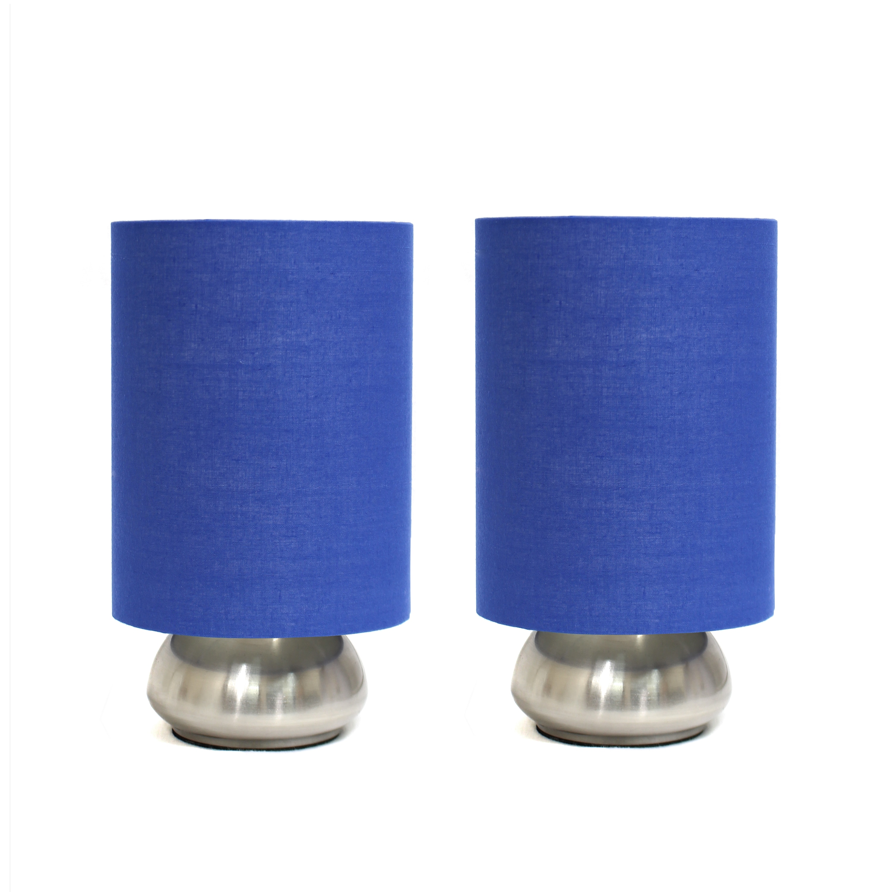 Creekwood Home CWT-2025-BL-2PK 9-in Brushed Nickel/Blue LED Touch Table Lamp with Fabric Shade 2 -Set