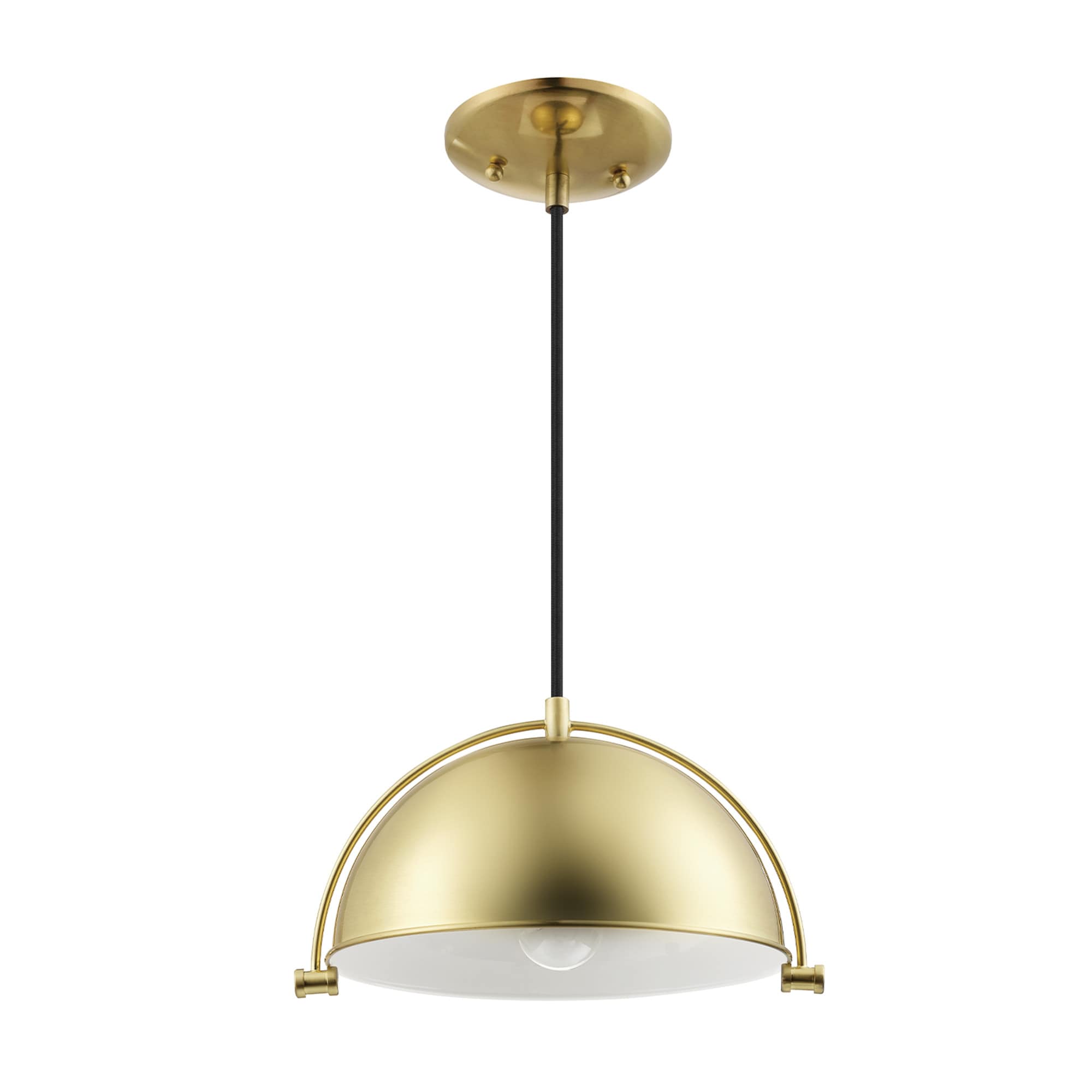 Dolores Matte Brass Glass Bowl Pendant Light with LED Bulb