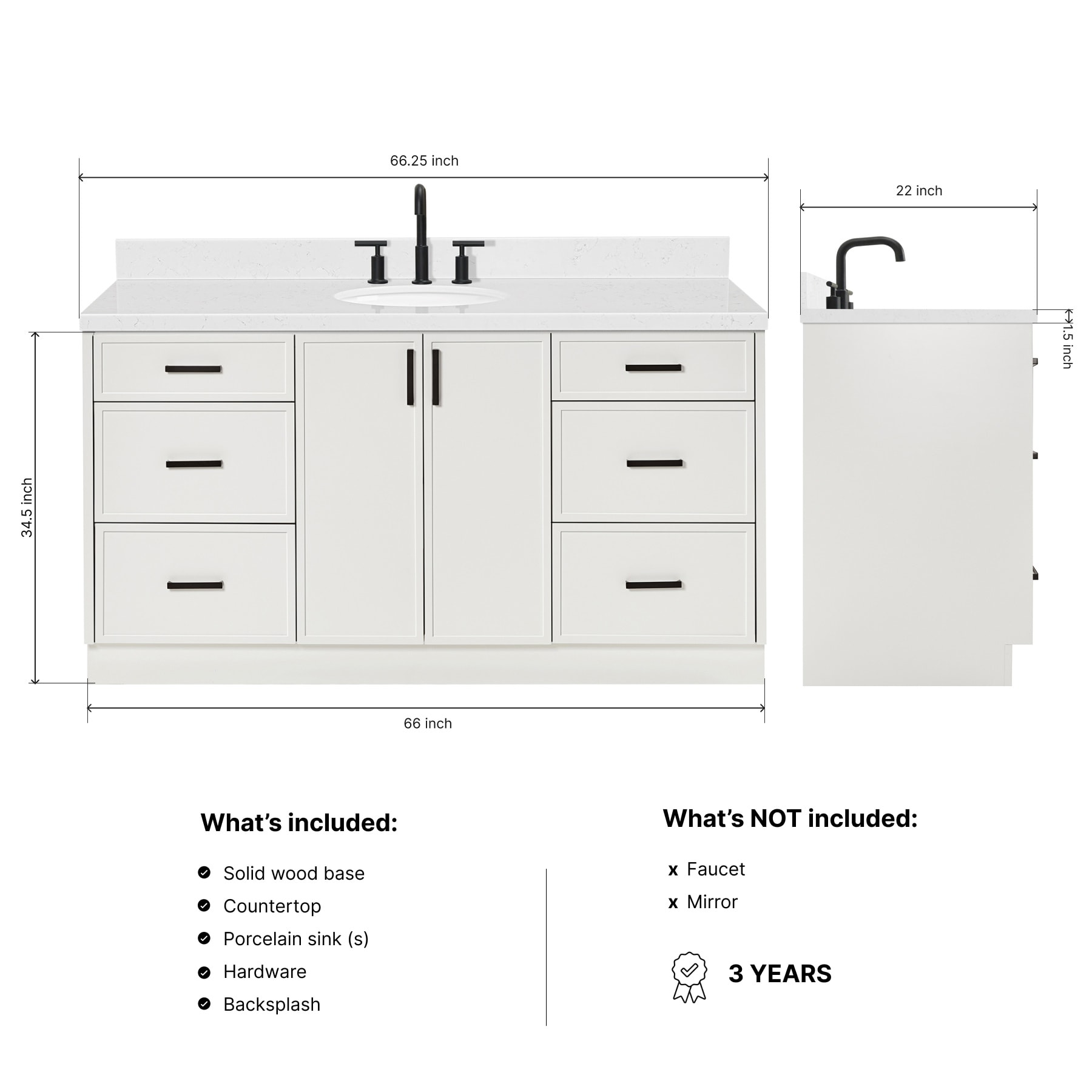ARIEL K66CQOVOWHT Bath-Vanity-Combo - View #4