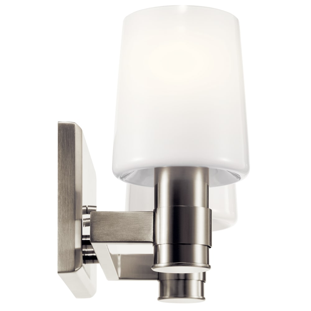 Brushed Nickel 2-Light Vanity Light with Opal Glass Shade