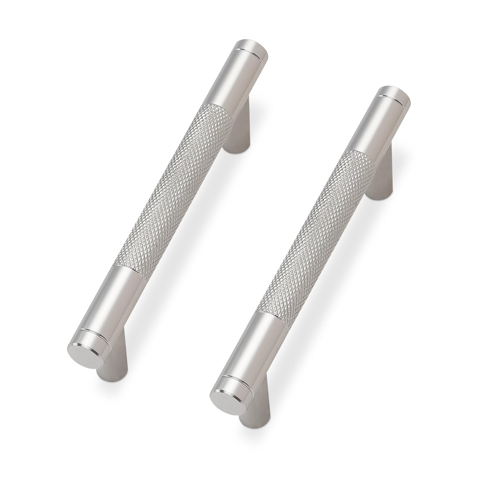 TNSO Brushed Satin Nickel 3.75 in Hole Center 10 Pack Knurled Cabinet Pulls Knurled Aluminum Alloy Drawer Hardware Handles With Matching Screws #5749848503261