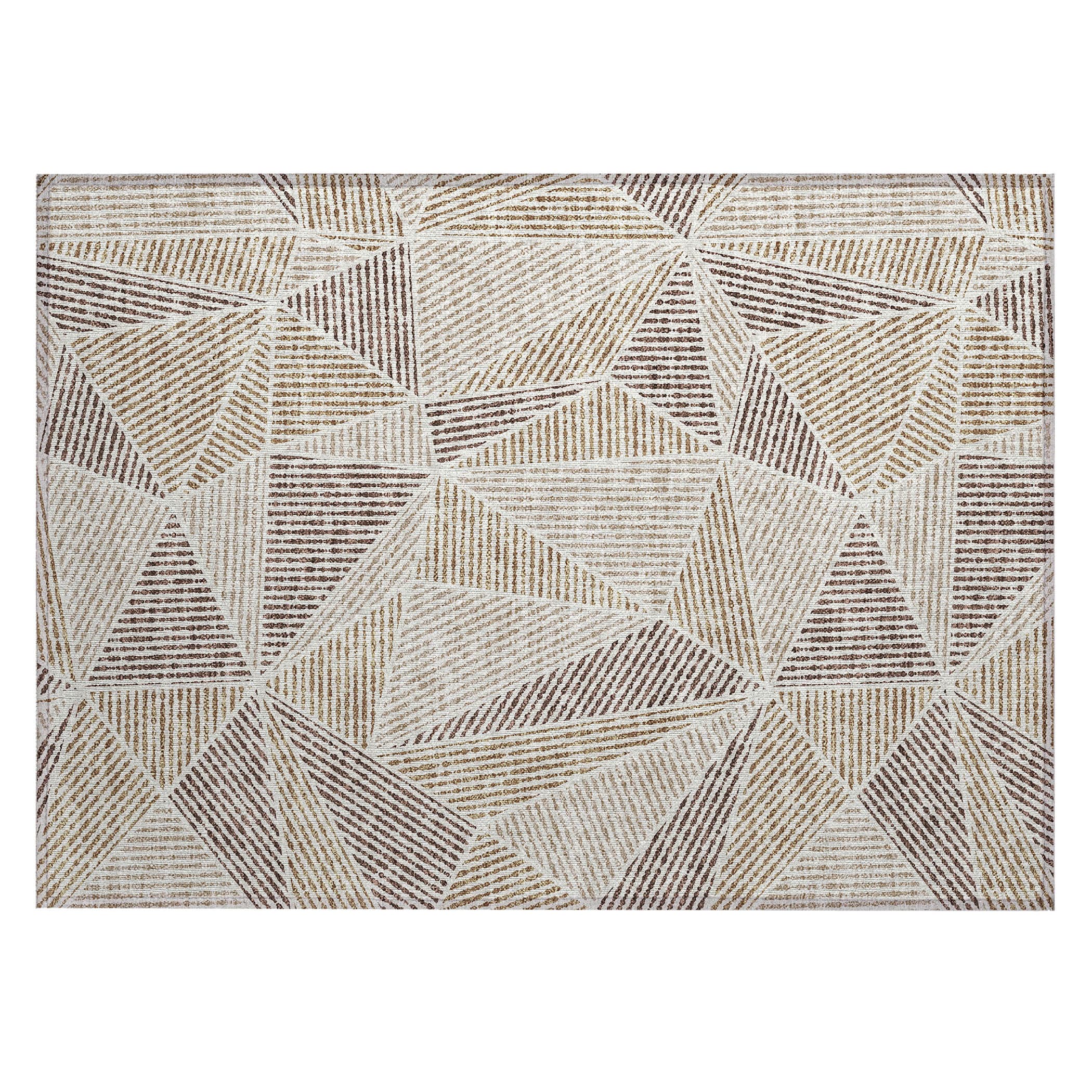 Addison Brown Geometric Synthetic Washable Rug 1'8" x 2'6"