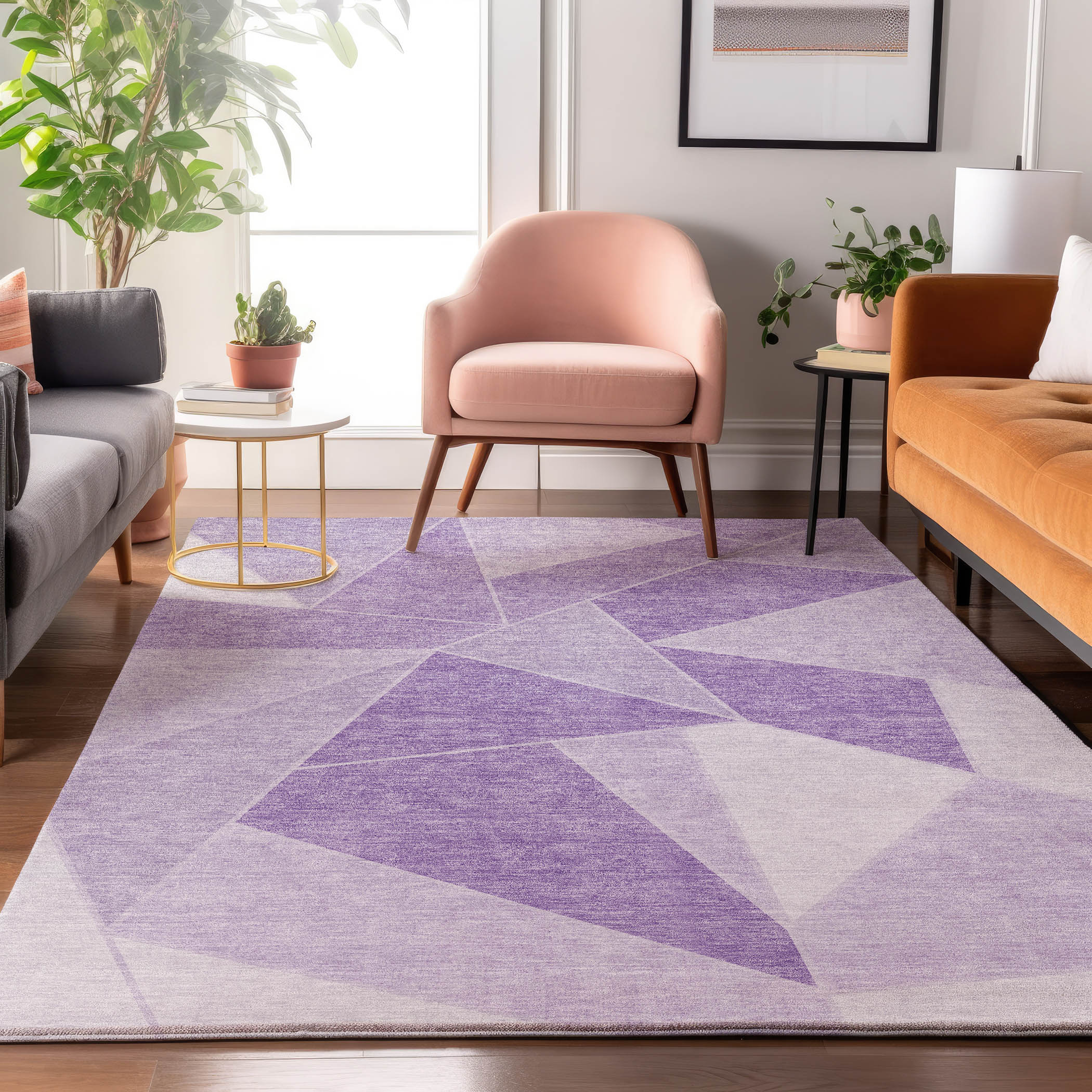 Addison Rugs AMF636LL5X8 Mayfield AMF636LL 5 x 7 (ft) Loomed Polyester Lilac Rectangular Indoor Geometric Machine washable Area rug