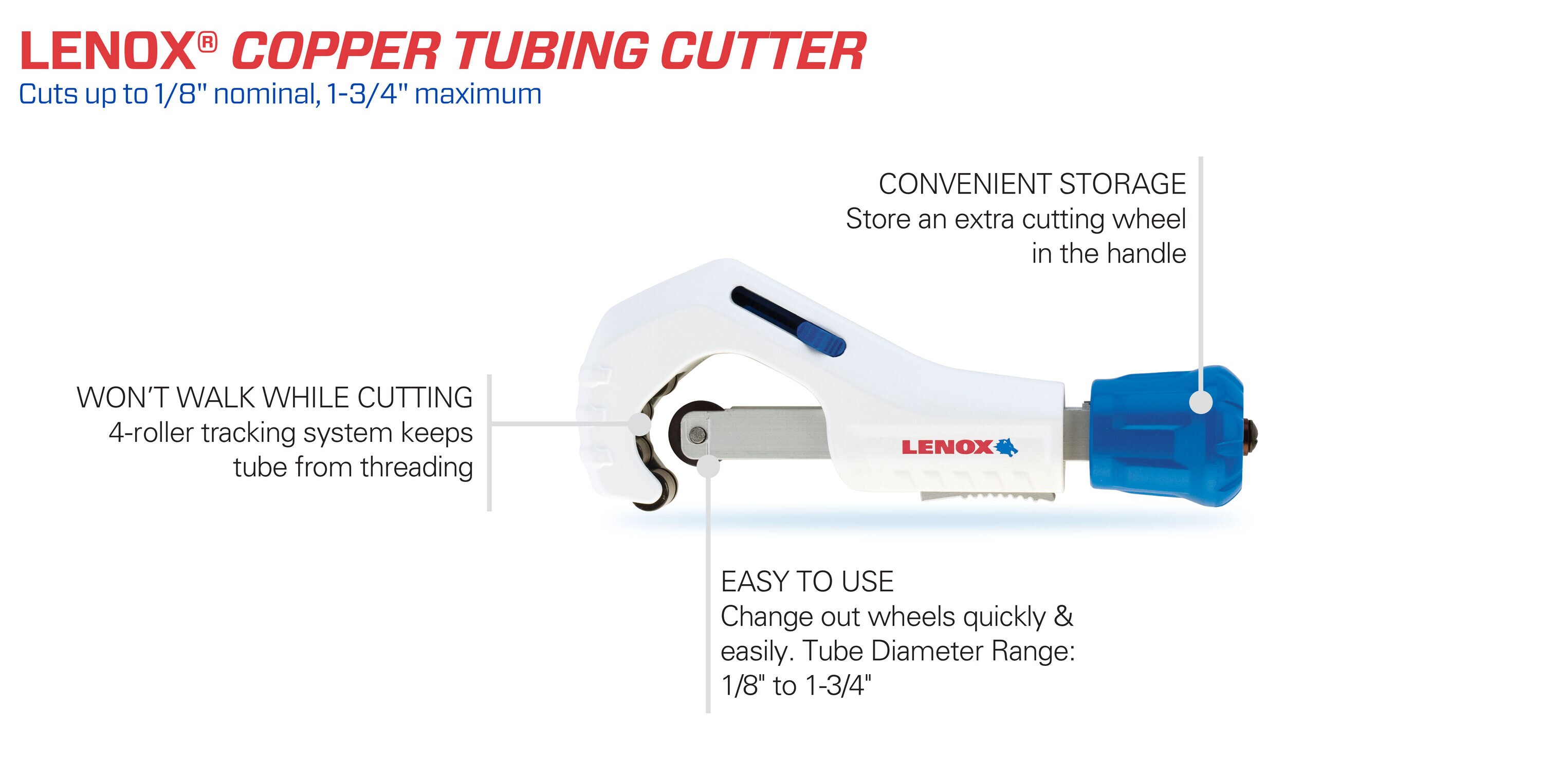 LENOX Tubing Cutter, 1/8-Inch To 1-3/8-Inch (21011TC138) Lenox Pipe ...