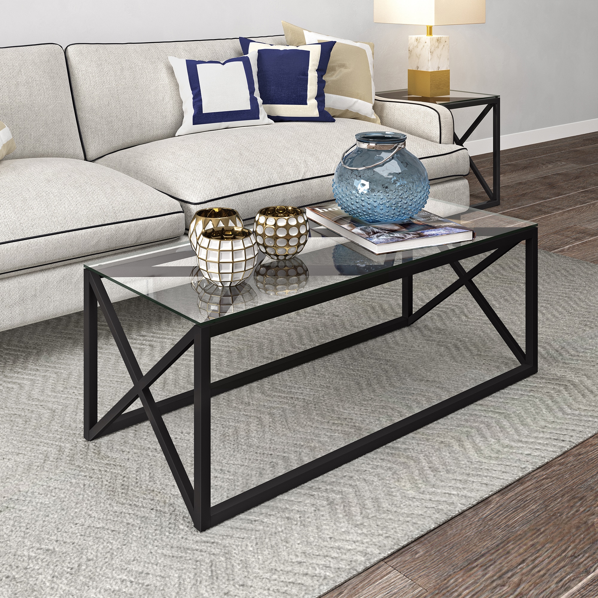 Hailey Home Dixon Blackened Bronze Glass Modern Coffee Table in the ...