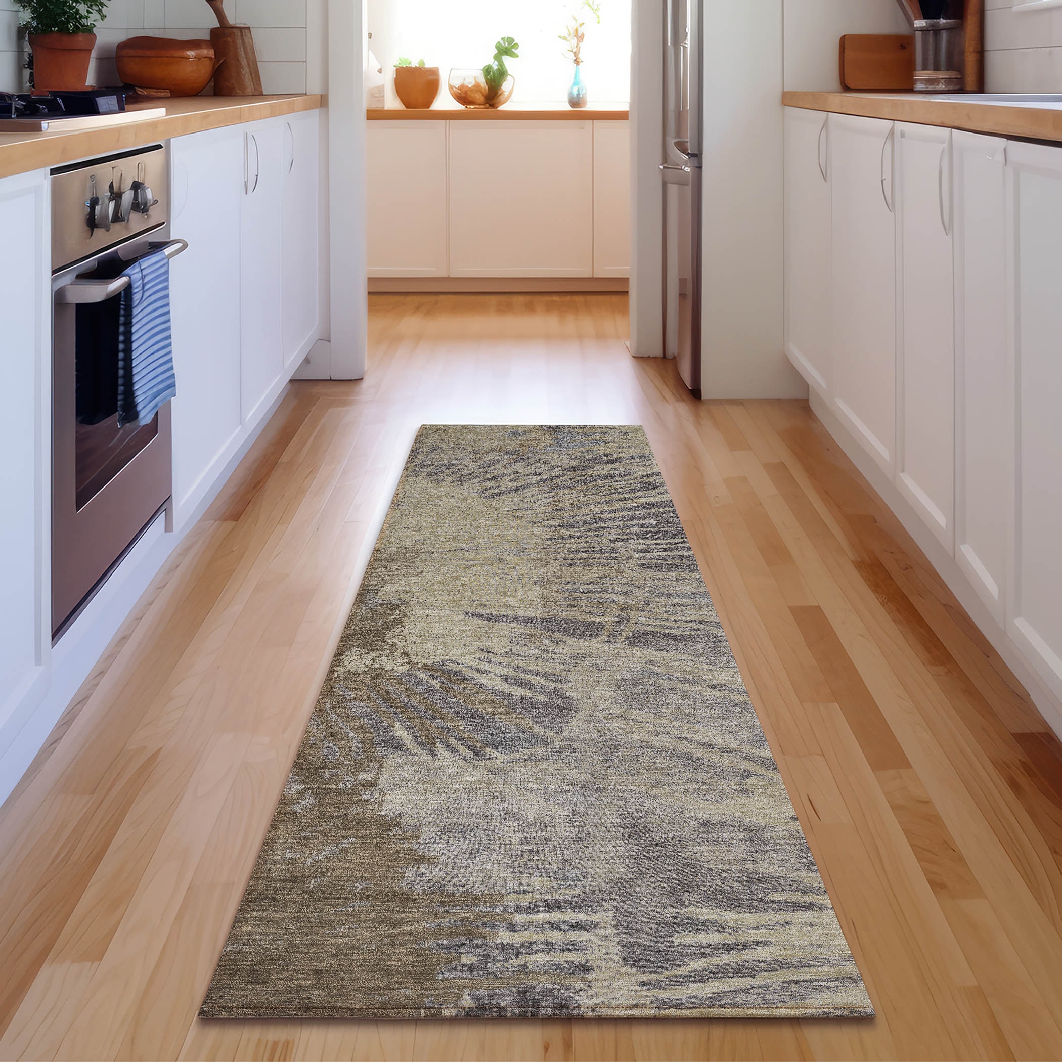 Addison Rugs AMF645BR2X8 Mayfield AMF645BR 2 x 7 (ft) Polyester Brown Rectangular Indoor Abstract Machine washable Runner rug