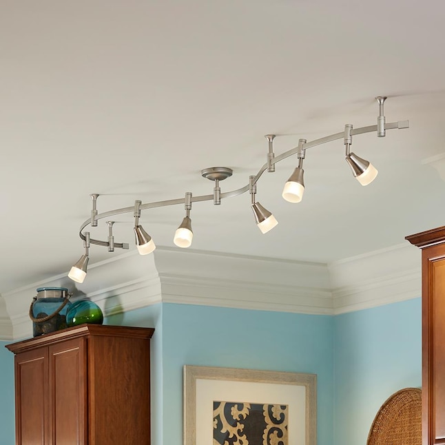allen + roth Sloan 96-in 6-Light Brushed Nickel dimmable LED Modern ...