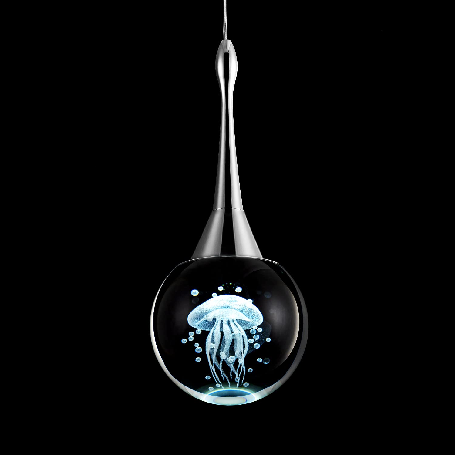AOIZGMY  Modern LED Pendant Light Jellyfish Design Chrome Mini Crystal Hanging Light for Kitchen Island Dining Room Bathroom Bar 6000K Cool White