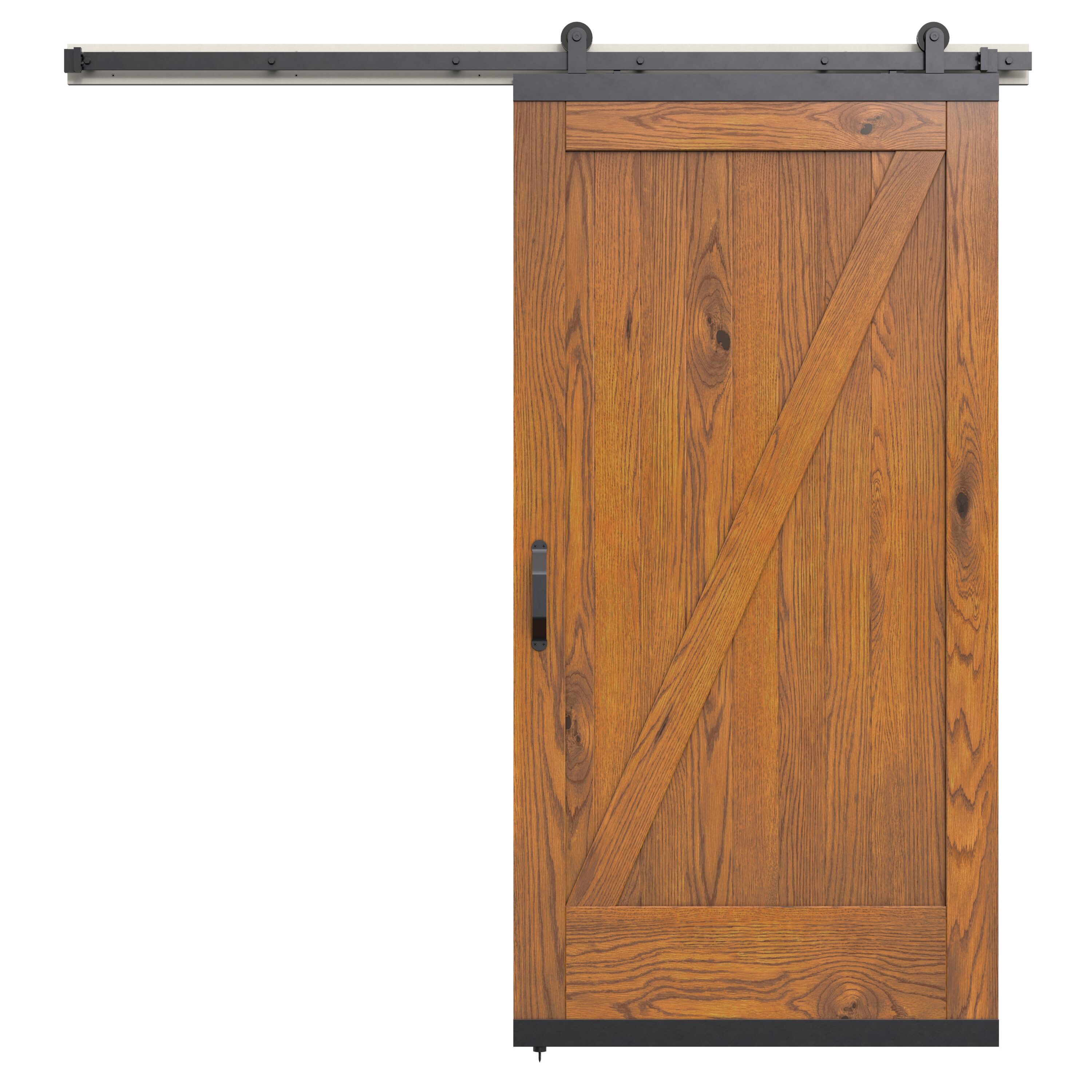 JELD-WEN LOWOLJW248800114 42-in x 96-in Brown Sugar Z-frame White oak Wood Solid core Single Barn Door (Hardware Included)