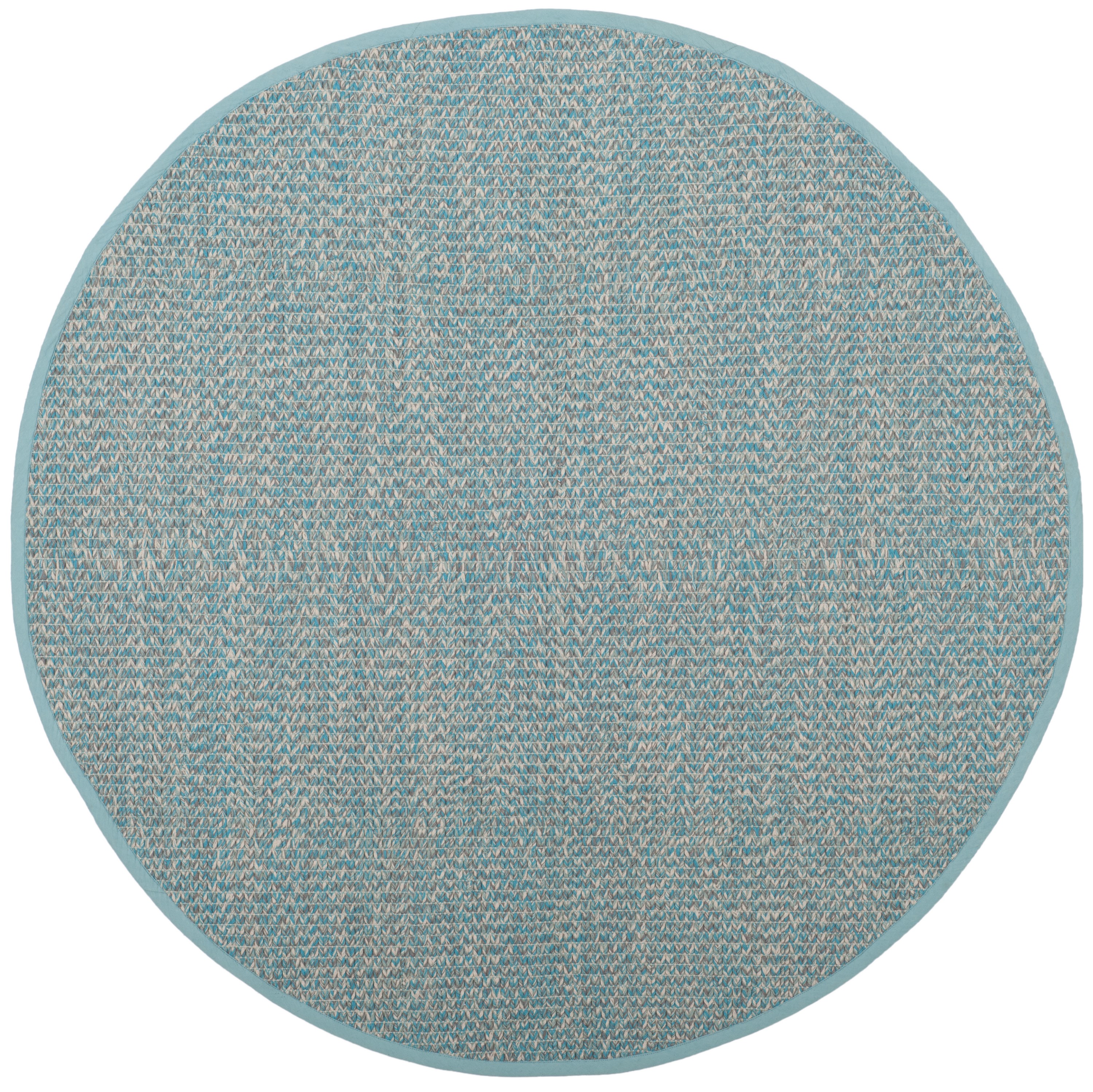Coastal Charm Turquoise Multi Handwoven Cotton 6' Round Rug