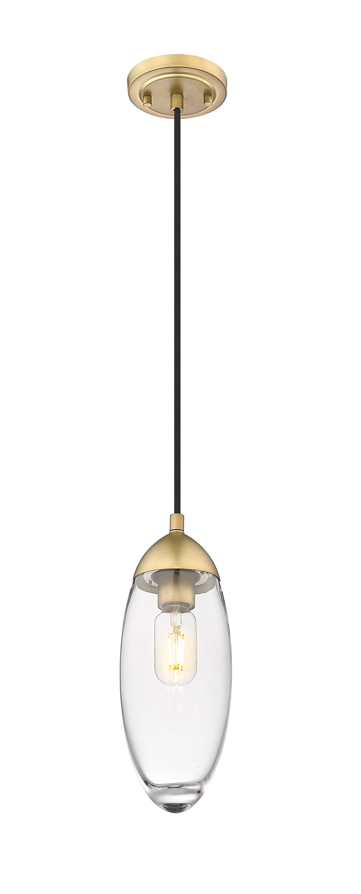 Arden Teardrop Pendant Light in Rubbed Brass with Glass Shade