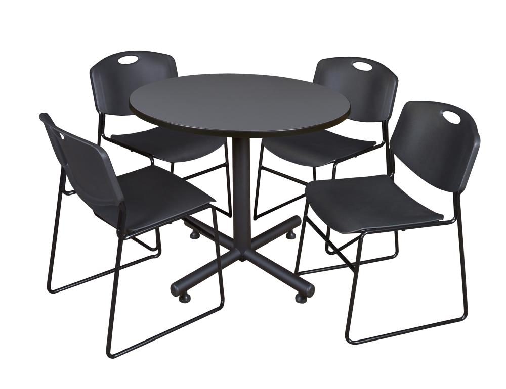 Regency TKB42RNDGY44BK Breakroom Gray 4-Person Training Table (42-in W x 29-in H)